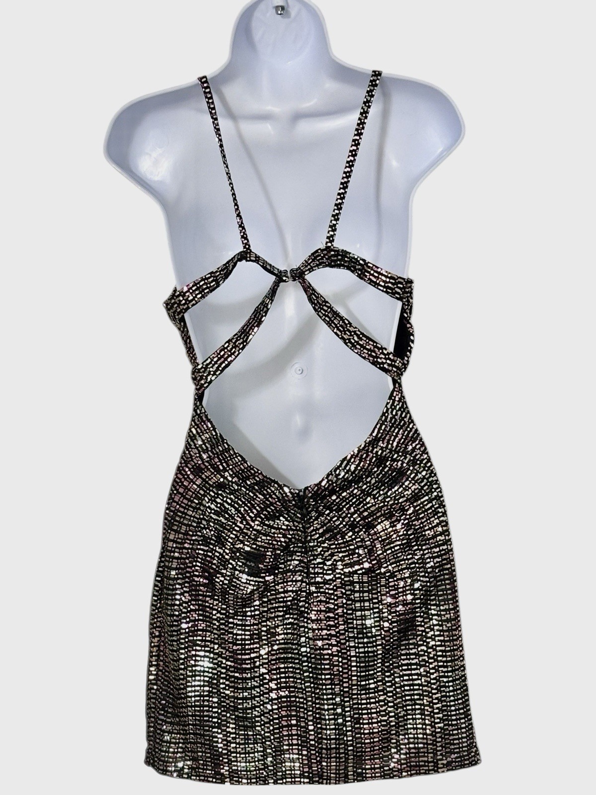 Morgan & Co. XS Sparkle Sequin Cut‑Out Mini Dress Party Cocktail Formal Dress