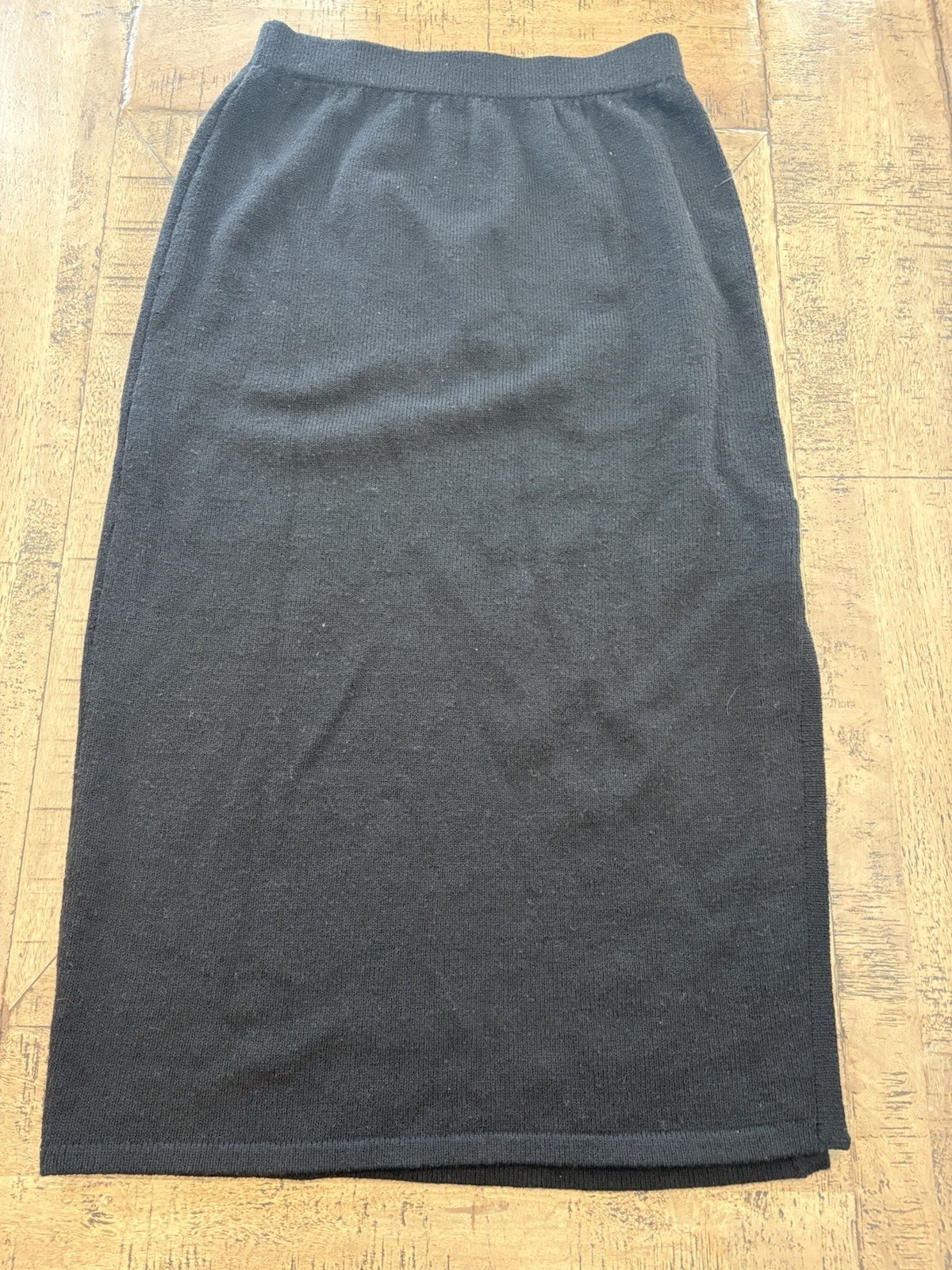 Vintage DON SAYRES FOR WELLMORE Black Wool Rayon Knit Long Skirt Sz 10 USA