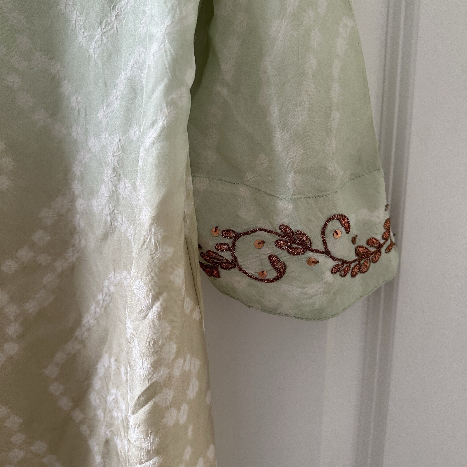 Vintage Soft Surroundings Silk Ombre Embroidered Sequin Tunic Women’s Sz Medium