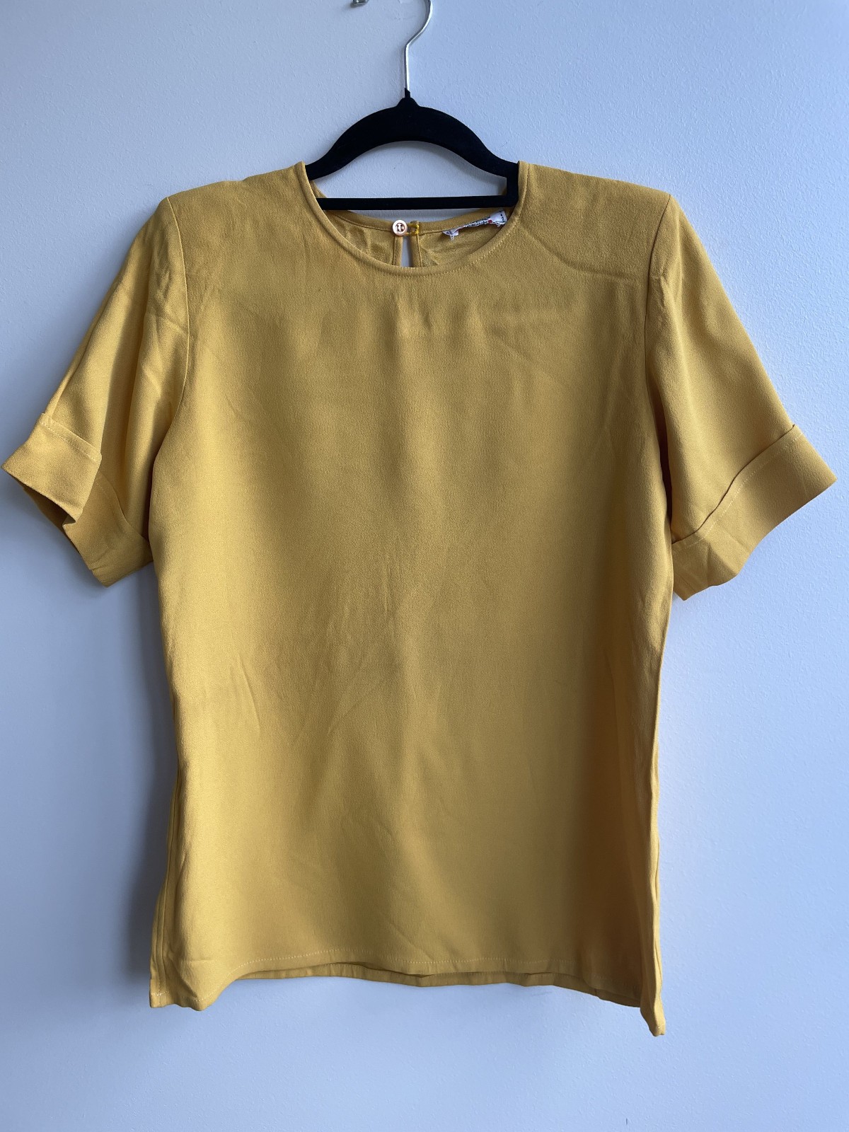 YVES SAINT LAURENT Rive Gauche Vintage Mustard Yellow Top fits AU 8 VGC 1980’s