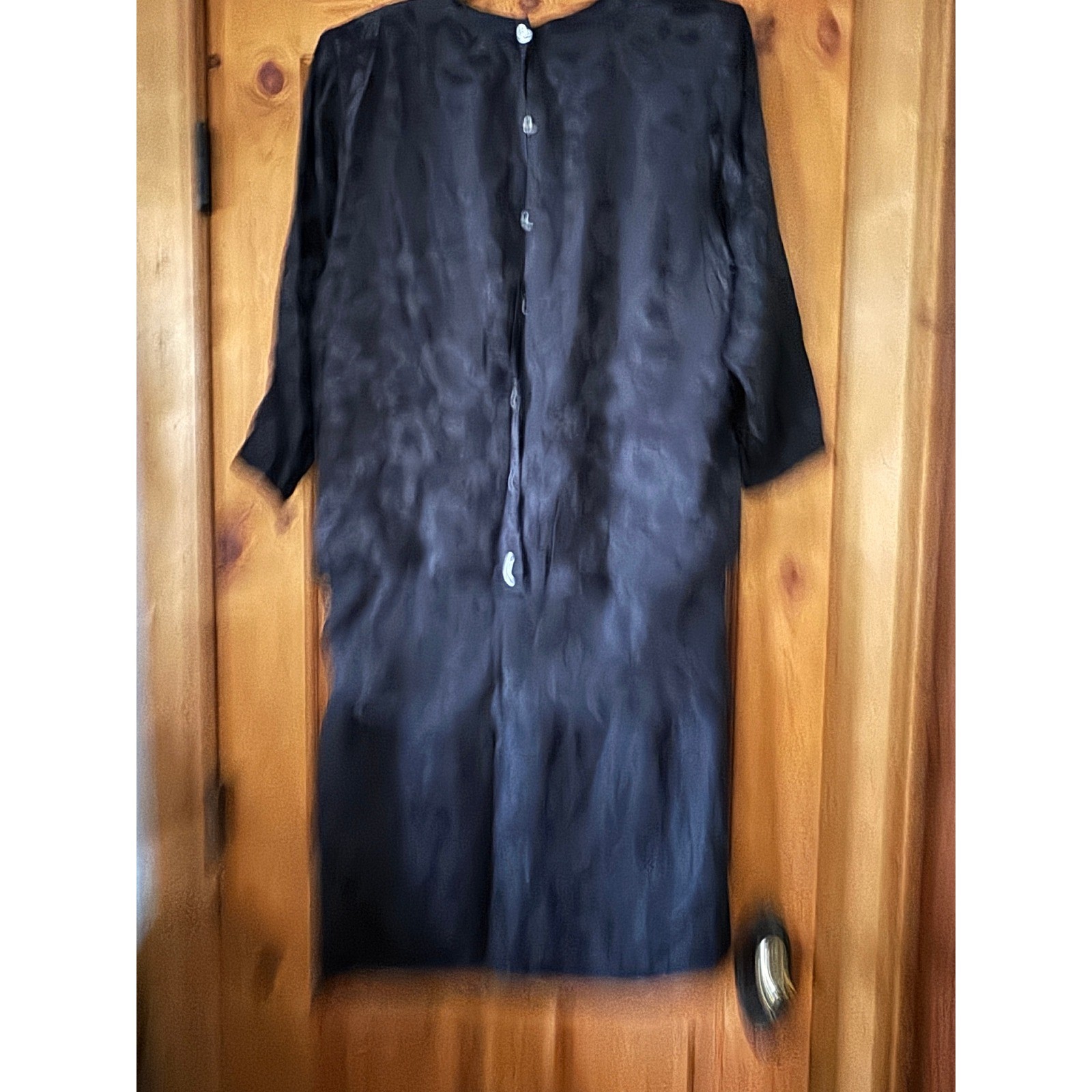 Silk Studio Vintage Black Silk Jacquard Floral Drop Waist Bow Cocktail Dress