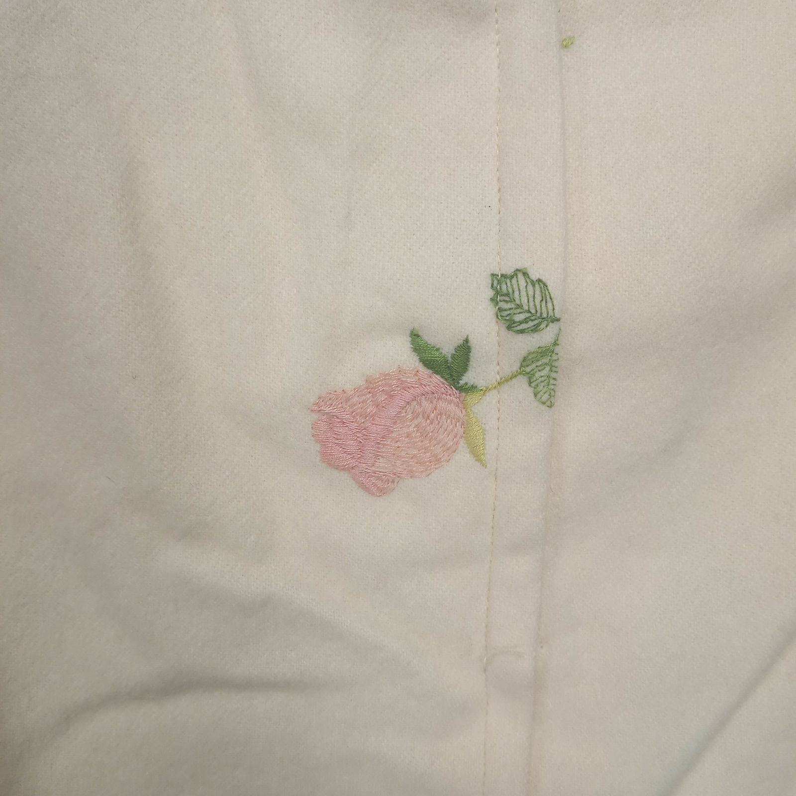1960s Vintage Cream Wool Rose Embroidered Shift by Sportempos