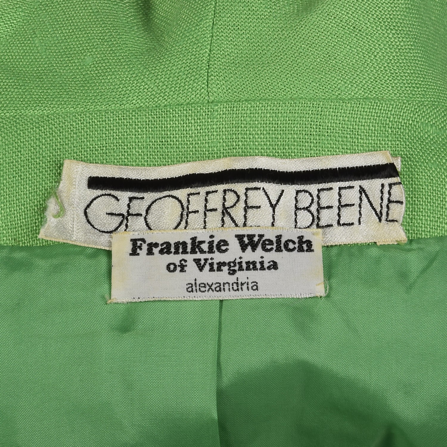 M Geoffrey Beene Green Dress 1960s Mod Zip Front Pocket Linen Shirtdress 60s VTG