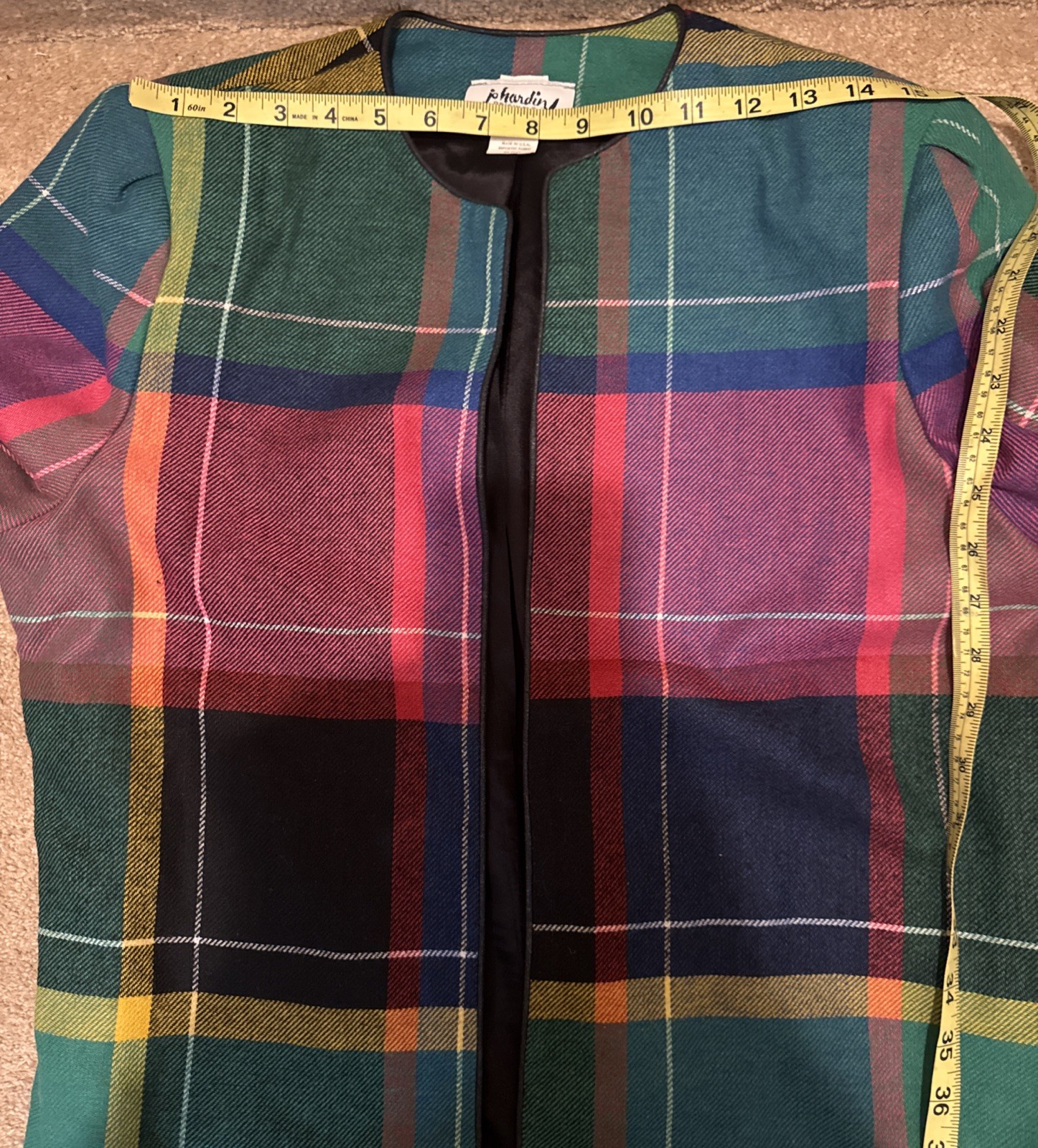 Vintage Jo Hardin Lined Colorful Wool Blend Skirt Jacket Set Size 14