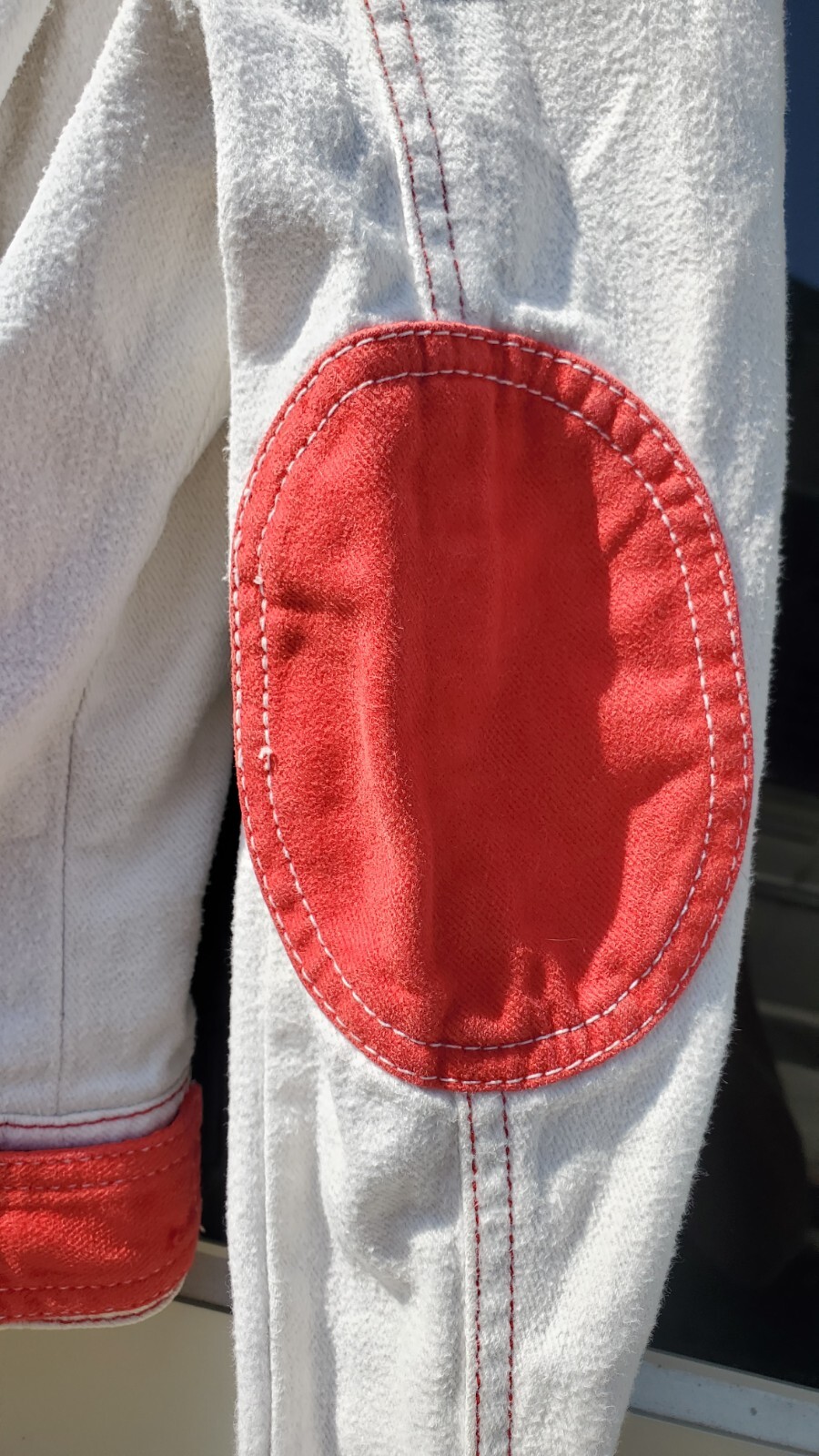 Vintage RONCELLI 60s 70s Orange White Elbow Zippers Pockets Jacket Cotton S XS