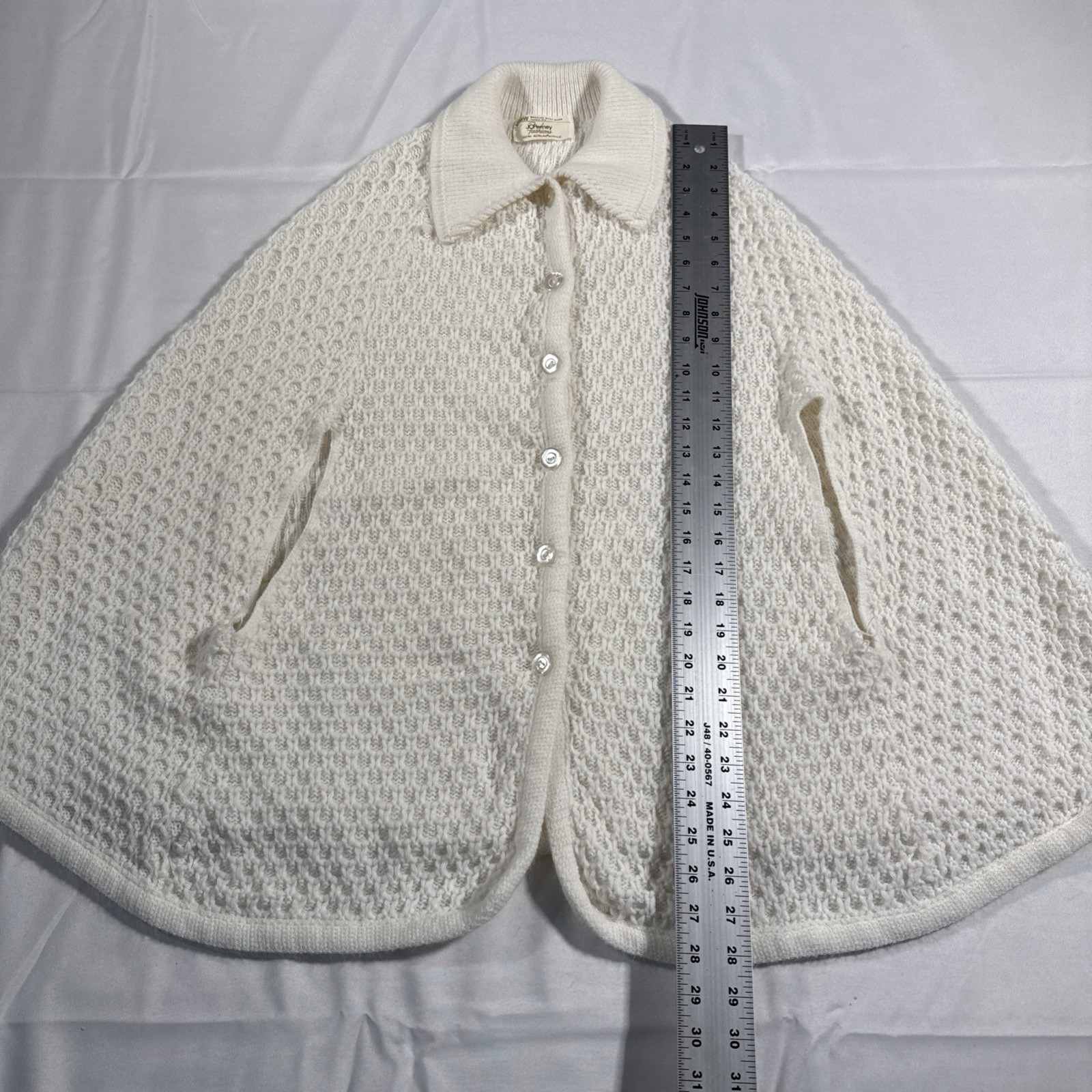 Vintage 70s JC Penney Fashions Knit Crochet Tunic Cover One Size