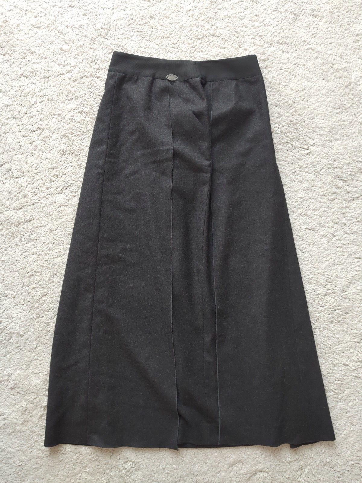 Chanel Vintage 1999 France Wool Cashmere Gray Overlap Panel Long Maxi Skirt 38 S