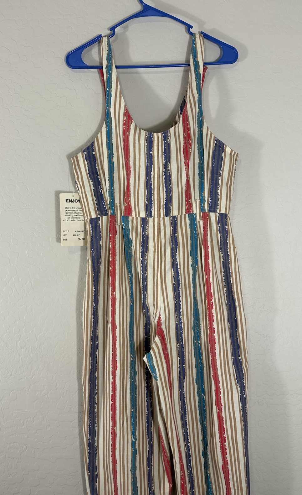 Vintage 80’s 90’s Y2K Striped NWT Button Front Jumpsuit Festival Boho Romper