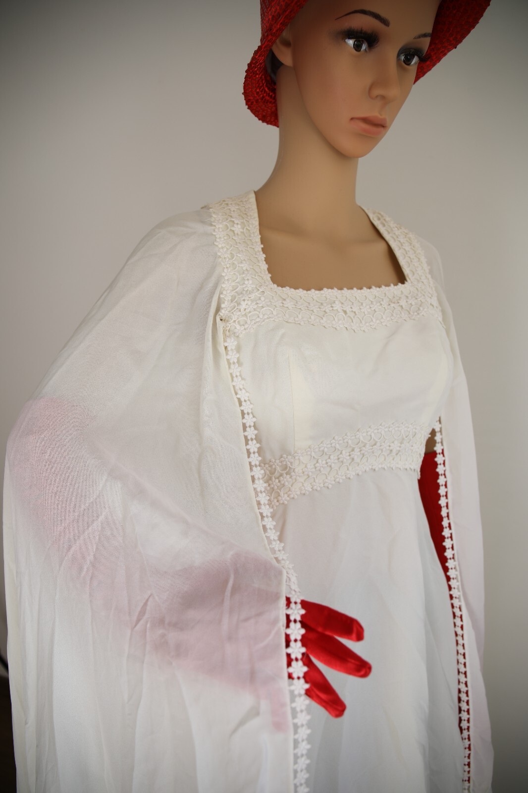 Rare Vintage Bridal Dress 1960’s Maggy Rouff Paris Couture Mod🌿Gown Cape