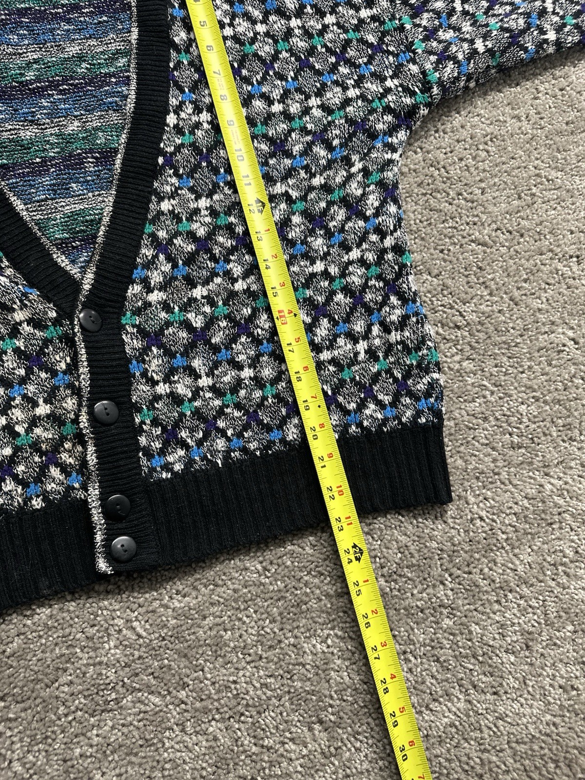 Vintage 1980s Expressions International Argyle Cardigan Multicolor Acrylic Large