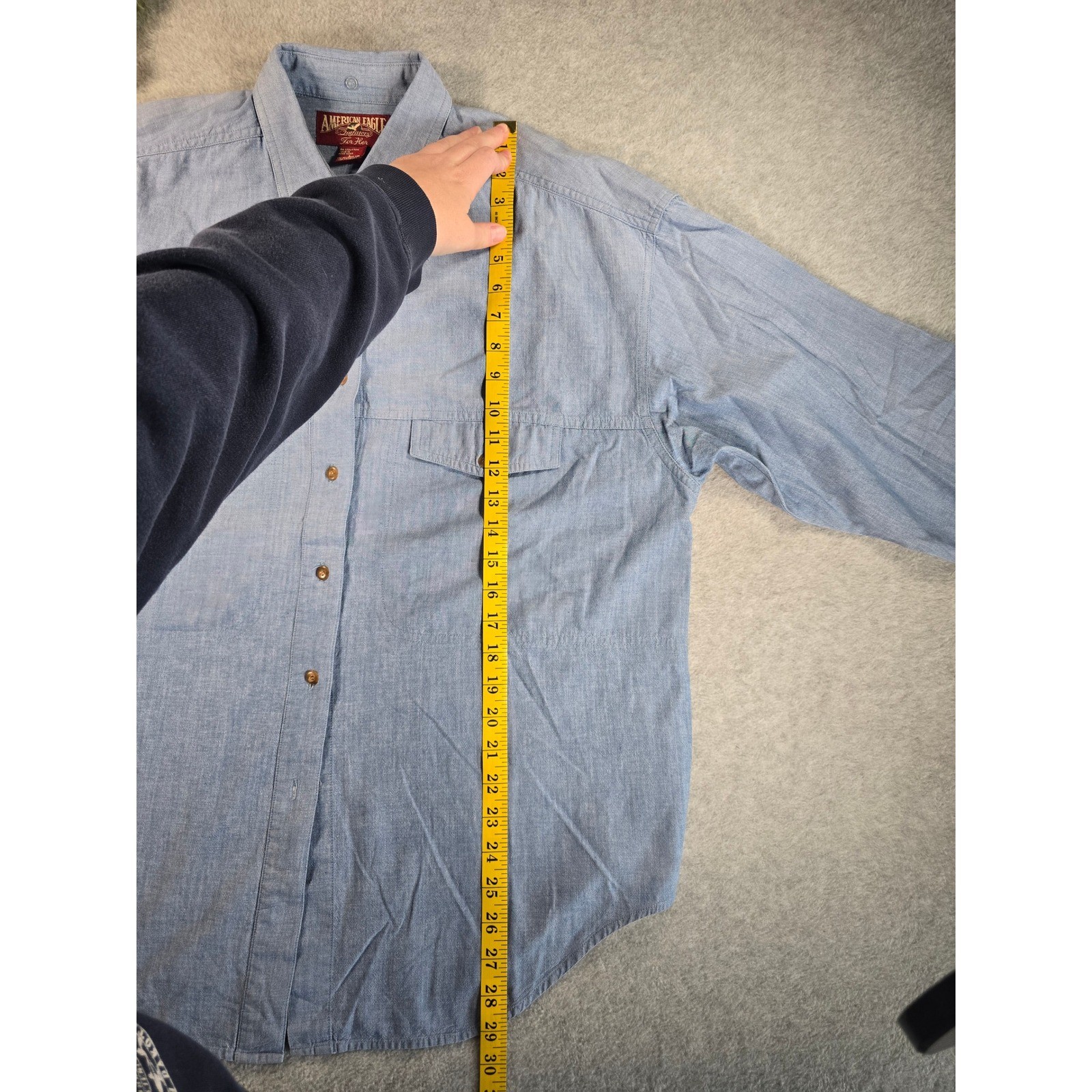 Vintage 90s American Eagle Outfitters For Her Blue Cotton Chambray Button Down L