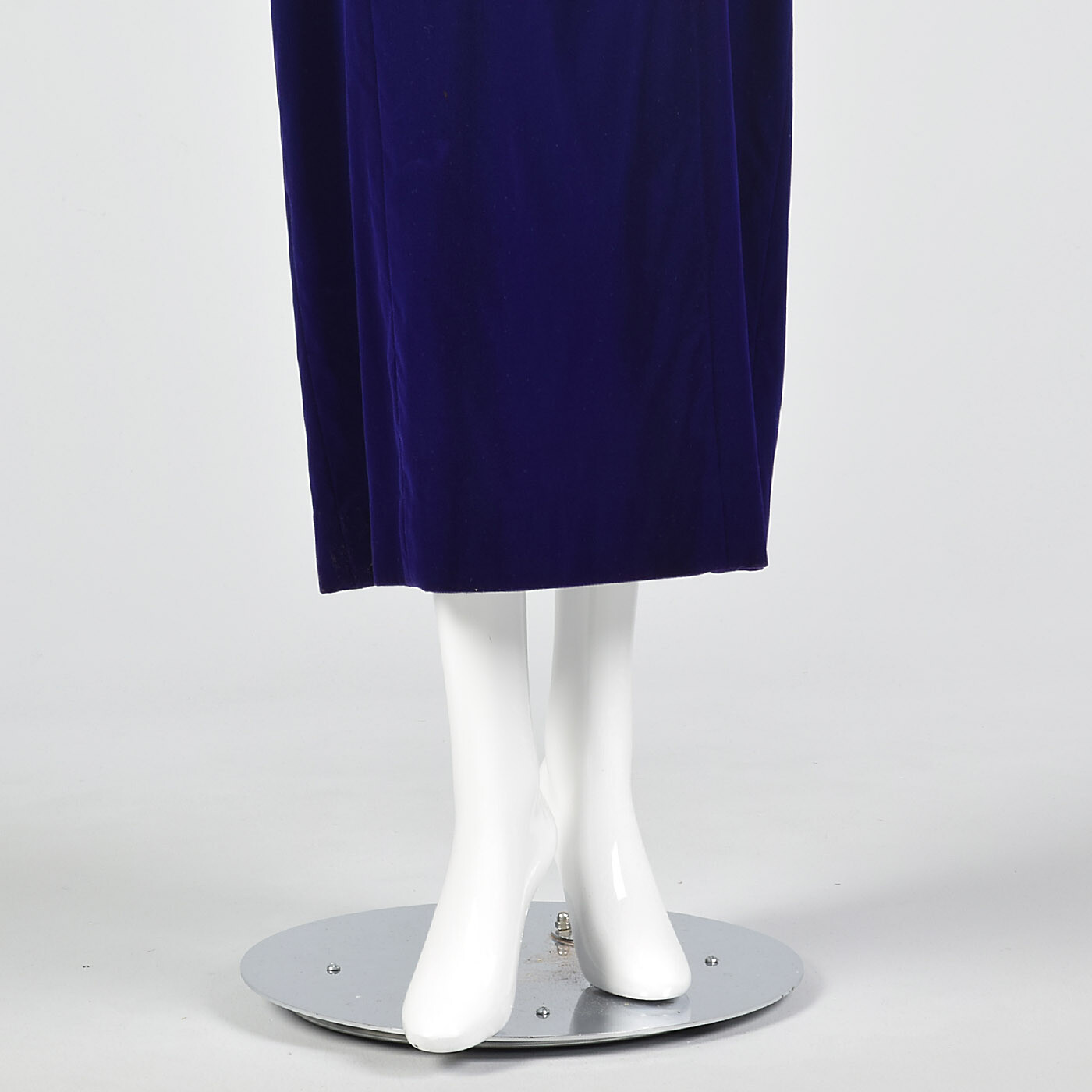 XS 1970s Purple Velvet Maxi Dress Gold Trim Long Evening Dress Holiday Party 70s