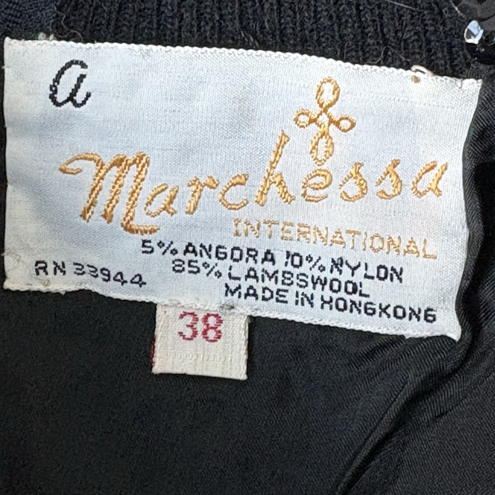 Vintage 60’s NOS Marchessa Int’l Black Beaded Sequin Tank Sweater w/ tag Medium