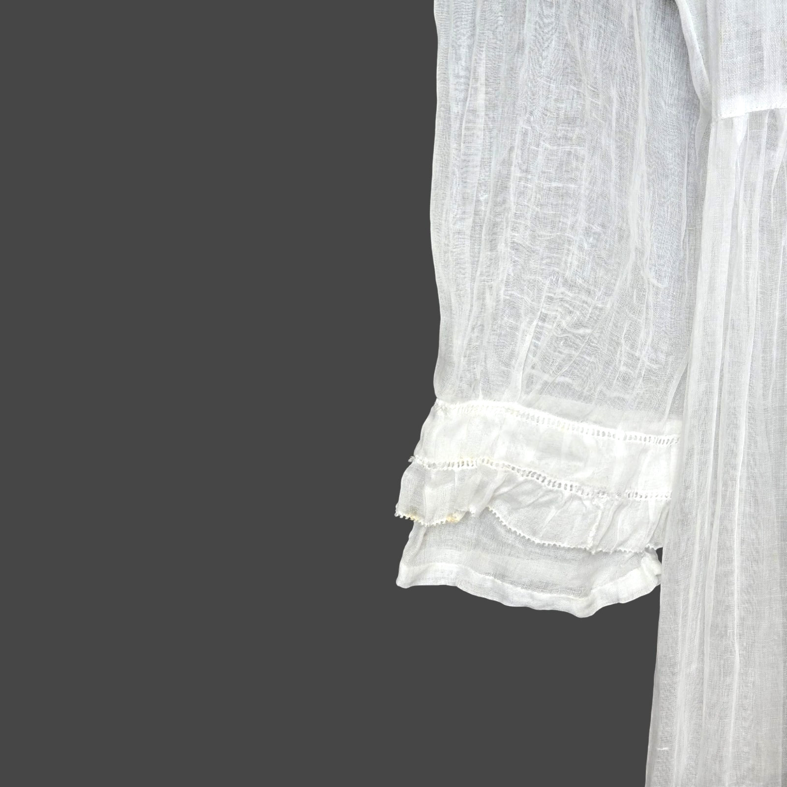 Antique French First Communion Dress Silk Organza Needle Lace Ruffle 1890s