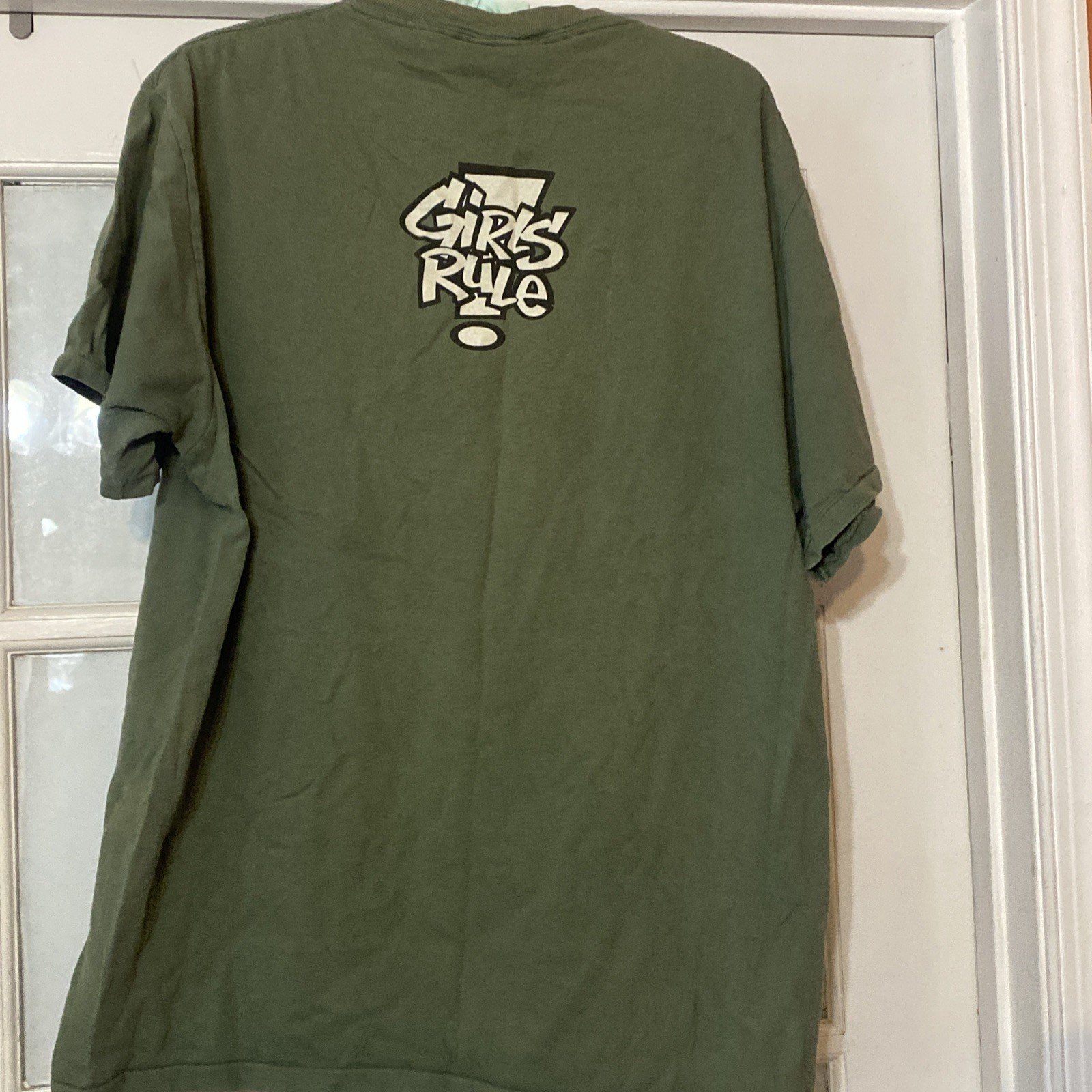 VTG Women’s 90s Girls Rule! Betty Boop Military / Camo Girl T Shirt / Tee Sz L
