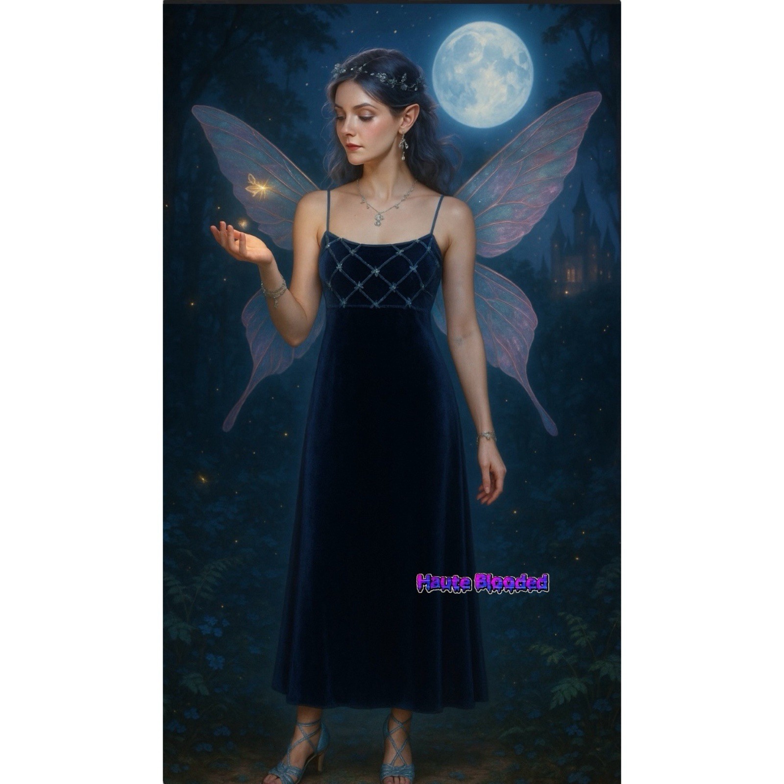 Steppin Out Vtg 90’s Crushed Velvet Navy Blue Whimsigoth Fairy Grunge Goth y2k