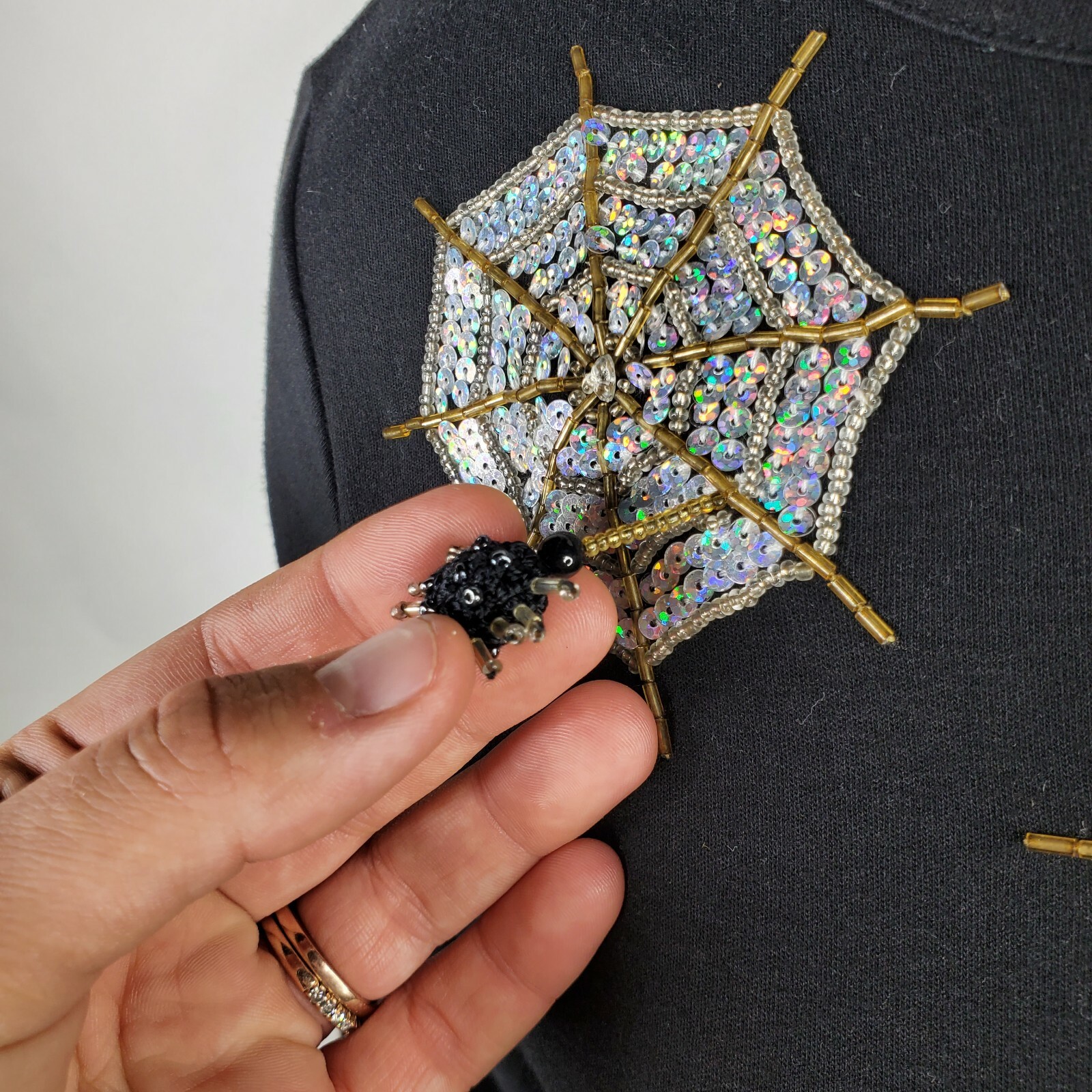 Vintage 90s Y2K Jack B quick Spiders Web Black Halloween Crop Womens Small Top