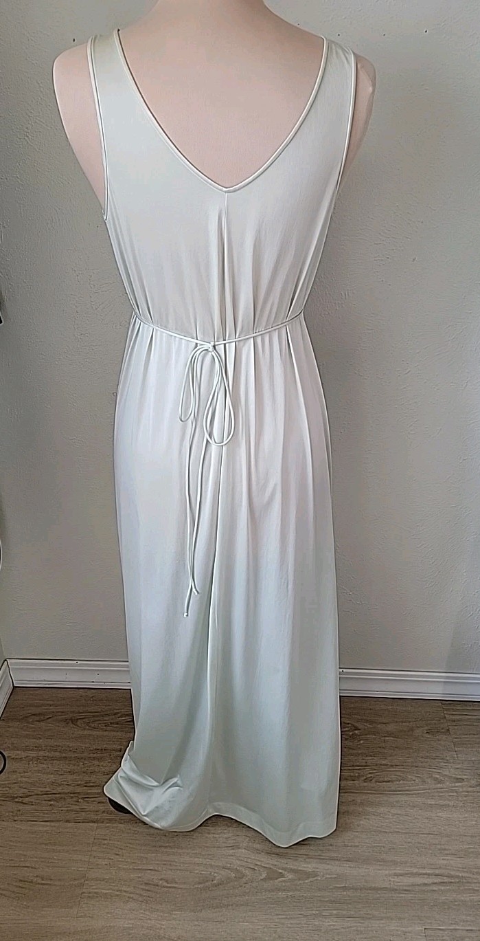 Vintage 1960’s Satin Nightgown Pale Green Empire Waist Tied Back Vanity Fair 36