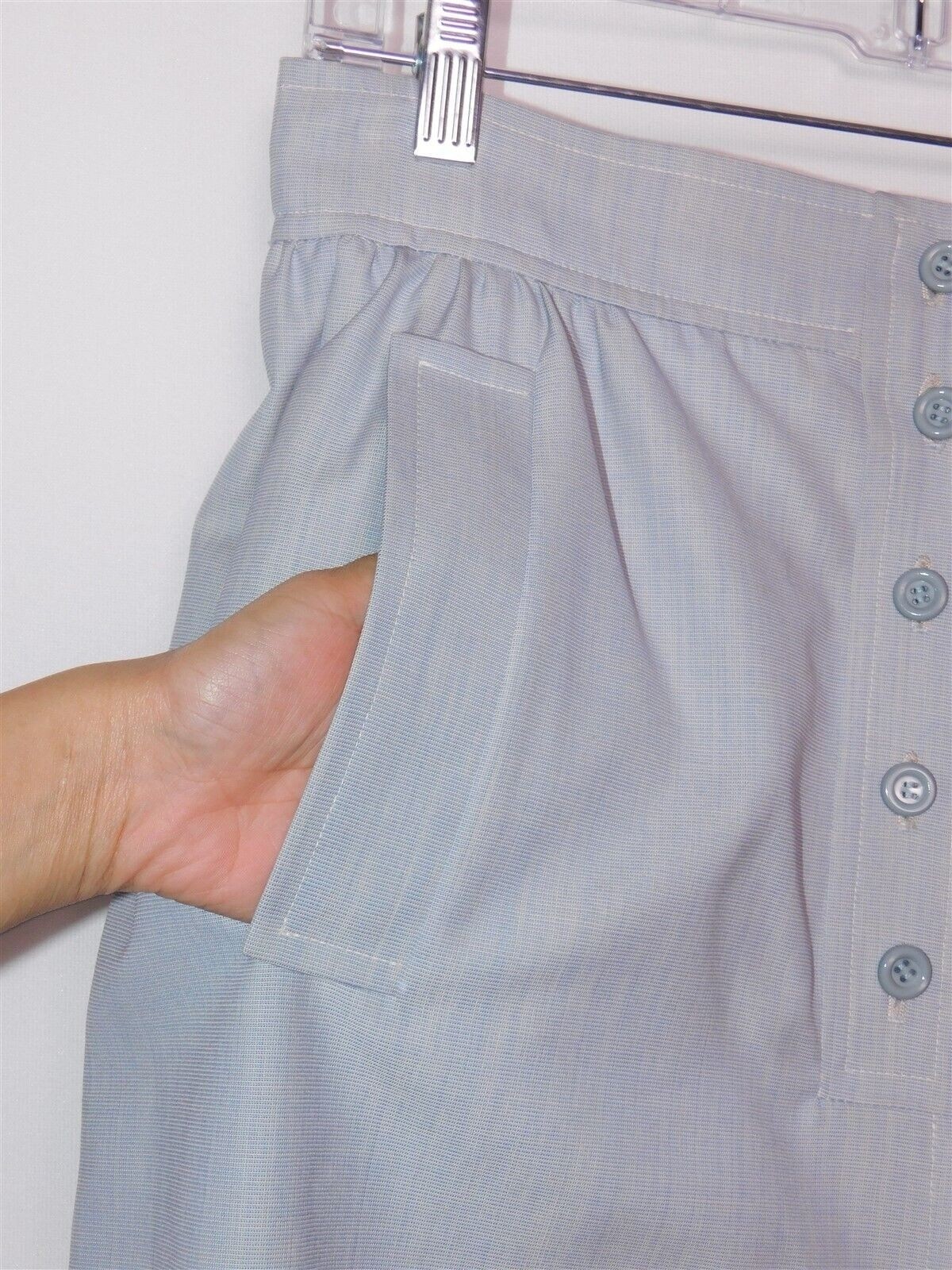 Vintage EMANUEL UNGARO Womens Flint Blue Grey Shade Wool Blend Skirt Sz 12