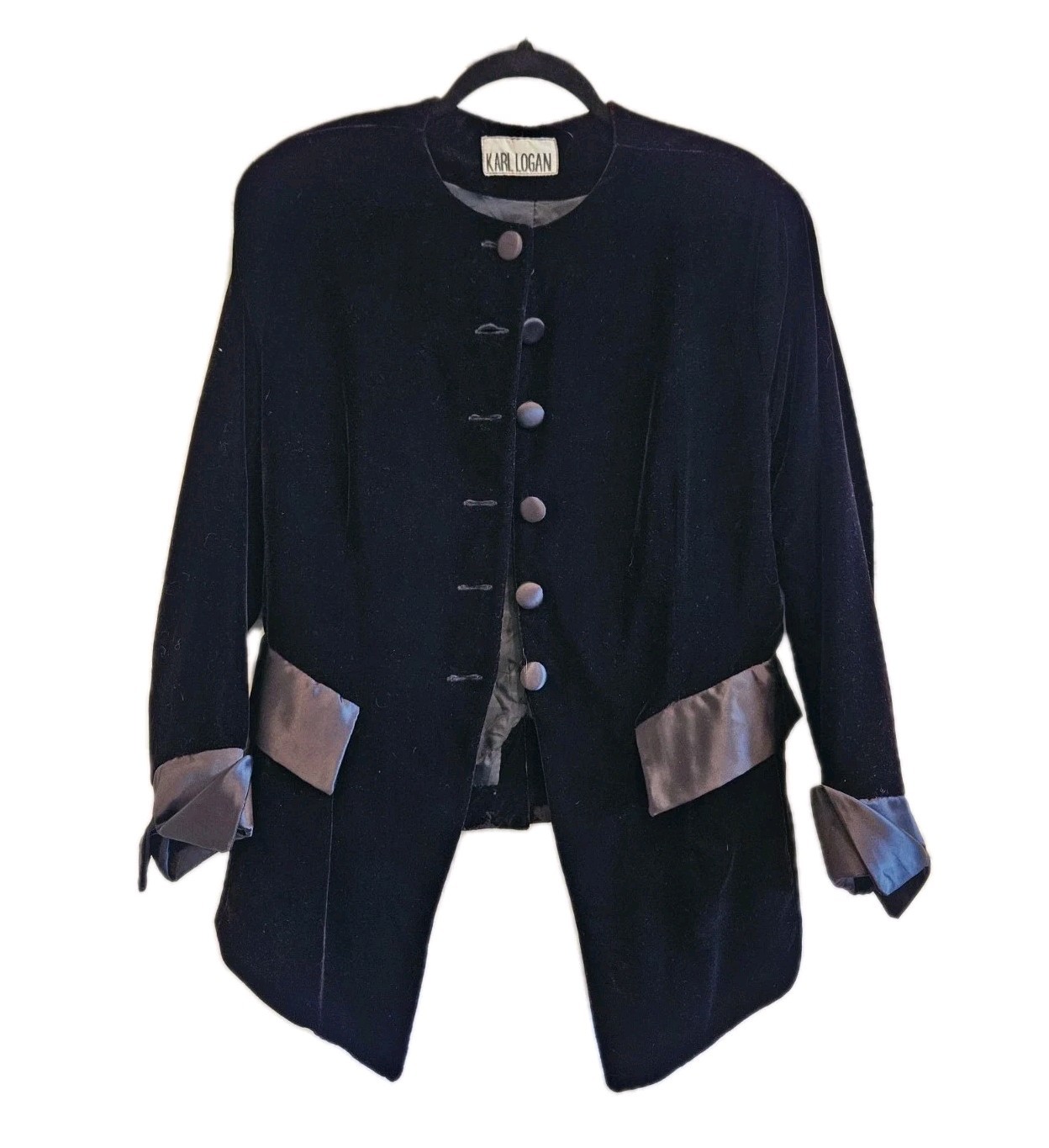 Vtg Karl Logan Velvet Satin Jacket Goth Victorian Steampunk Medieval S