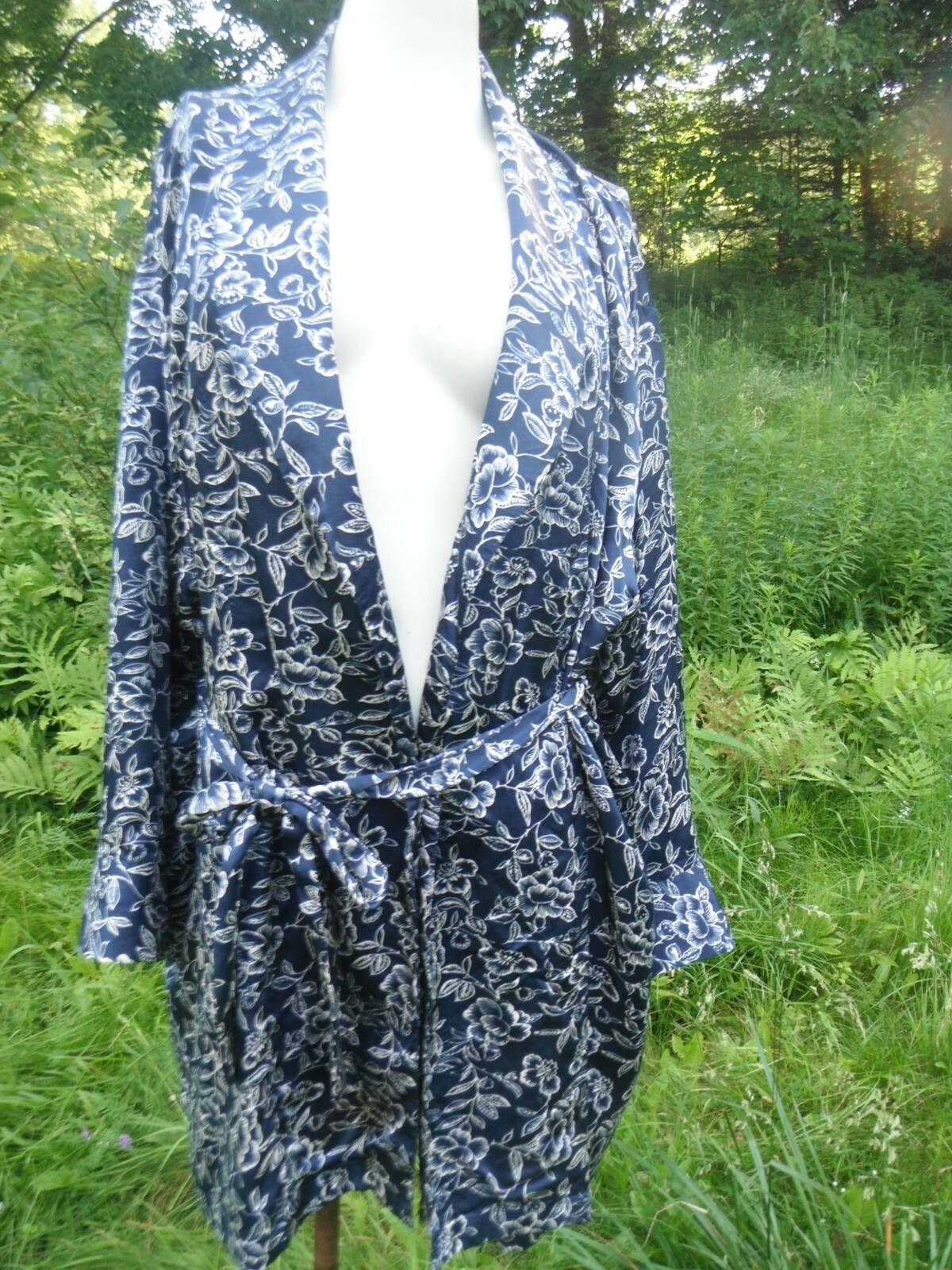 SPLENDIDA For LA SENZA 100% silk wrap style robe HIPPIE FLORAL lounge wear L