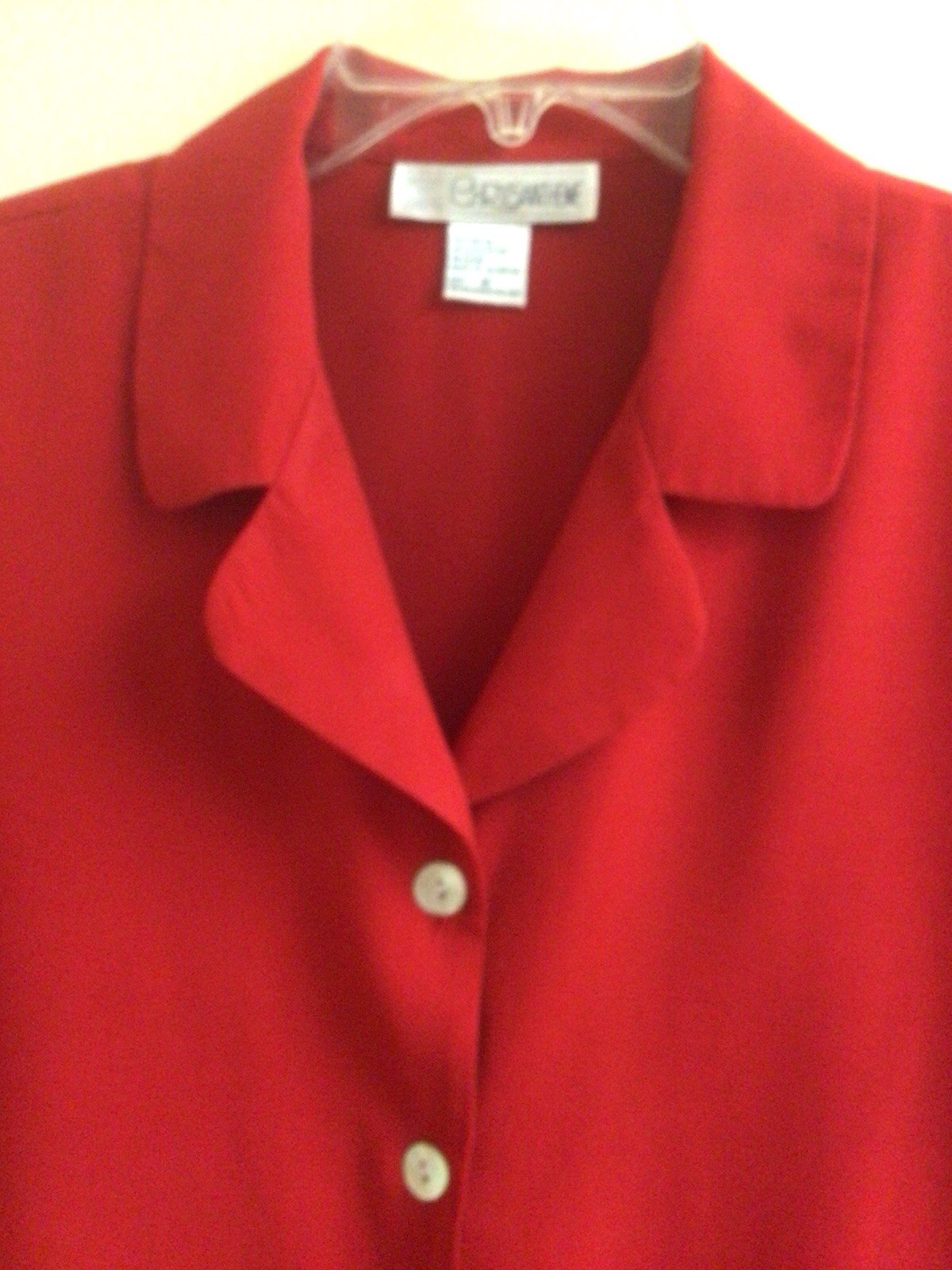 Womens Size M Red Blouse Pearl Buttons Chrysantheme Top Vintage PreOwned