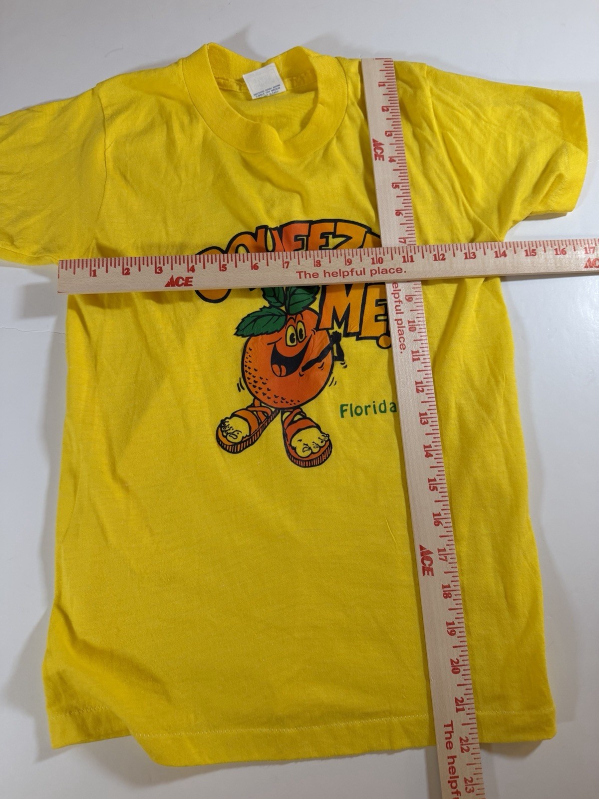 Vintage 70s Screen Stars neon yellow Squeeze Me Florida baby tee S single stitch