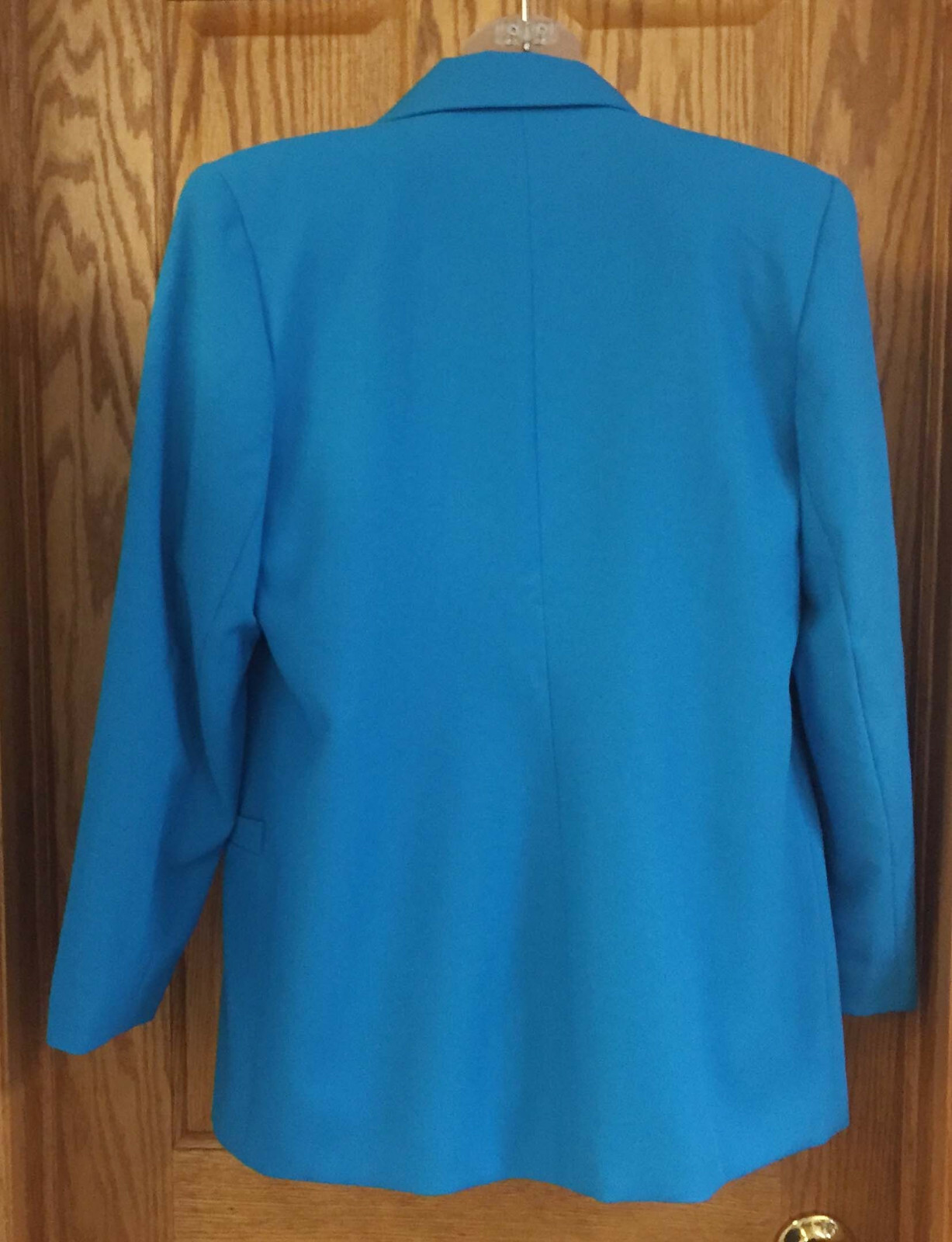 Suit Blazer Jacket Turquoise Blue & Black Blouse Shirt Set 2 Vintage Size 8