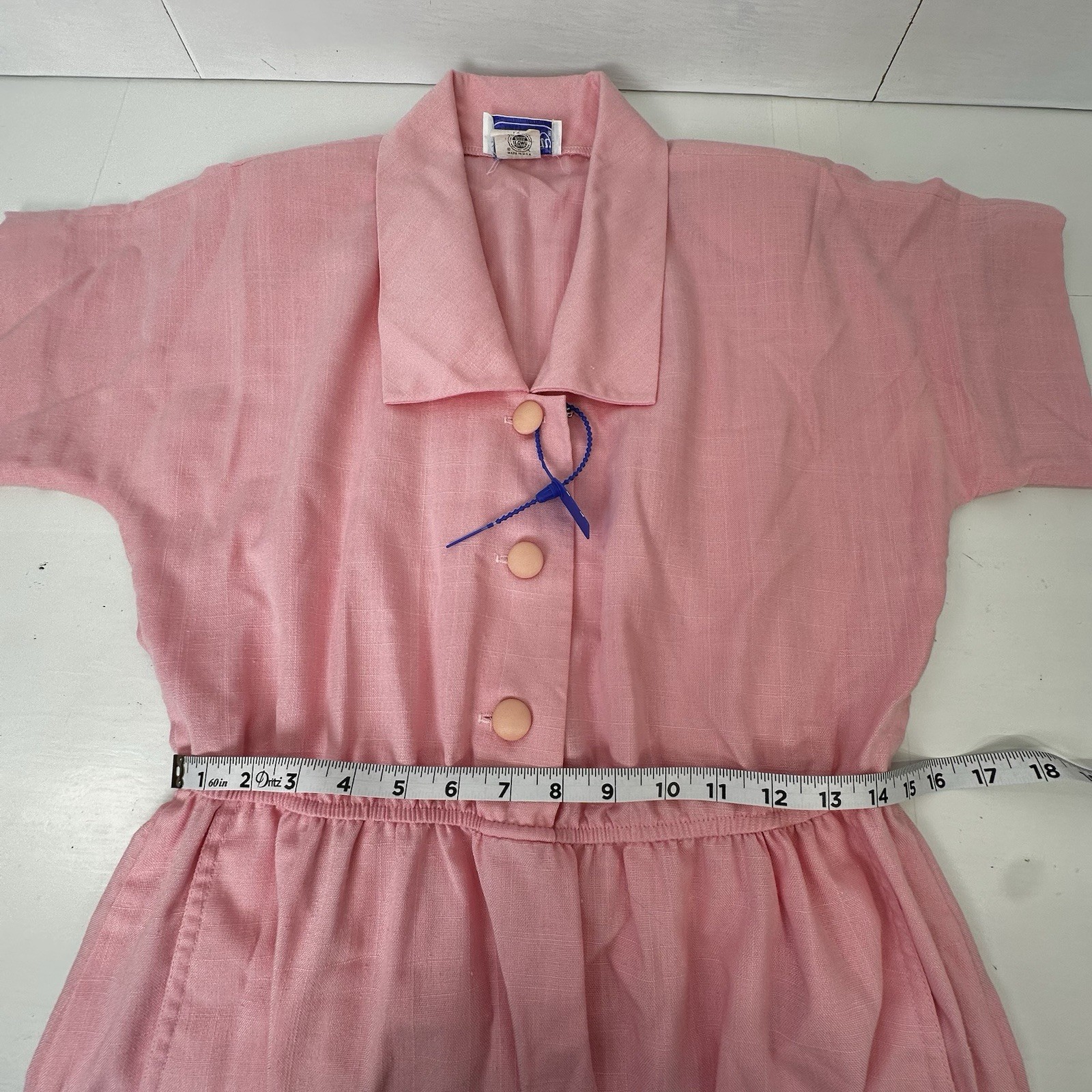 VTG Leslie Fay Womans Pink Shirt DressUSA Belted Pockets Cottagecore 90s 14 READ