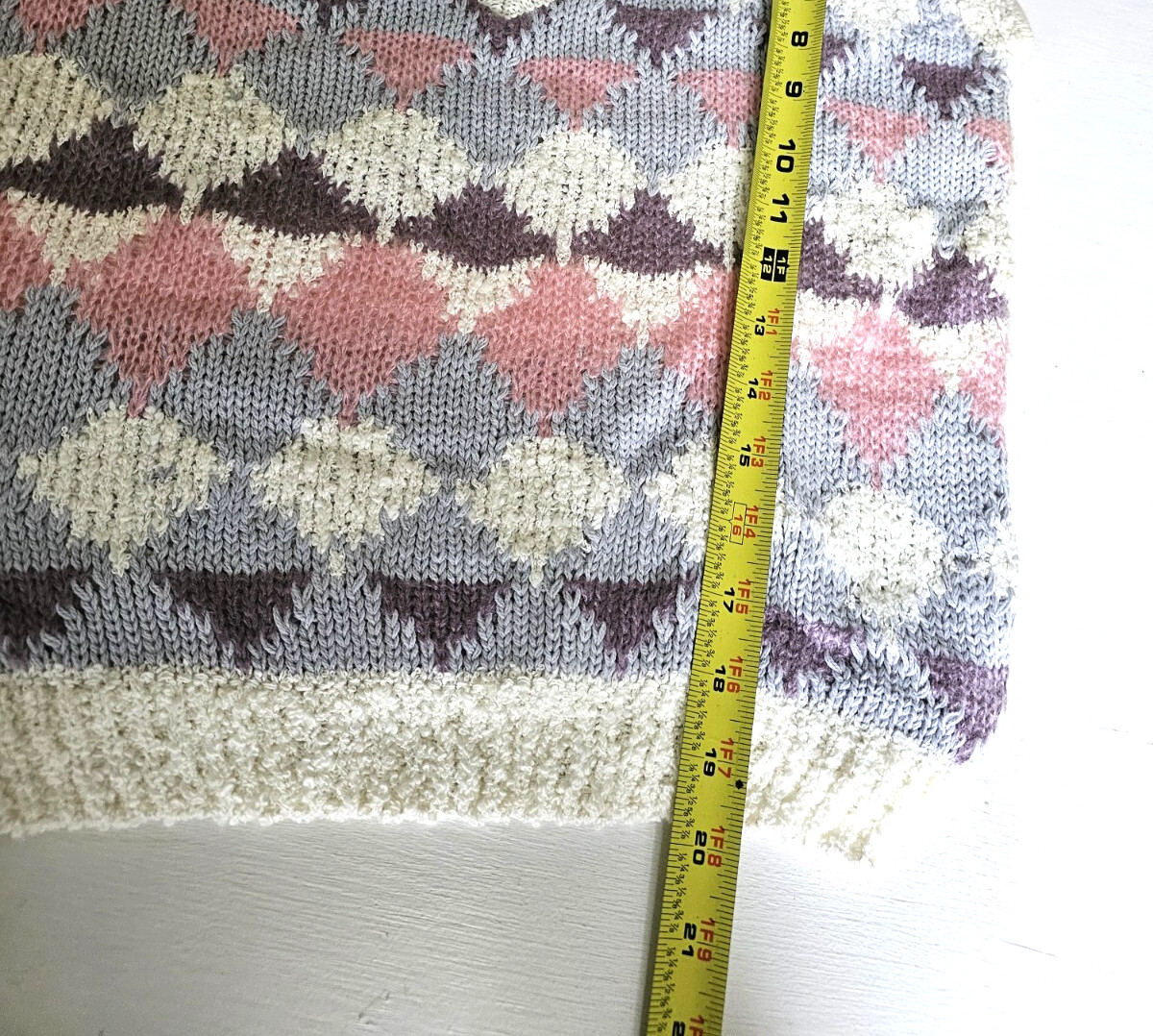 Vintage Organically Grown Sweater short sleeve v neck pink cream 7334 sz M