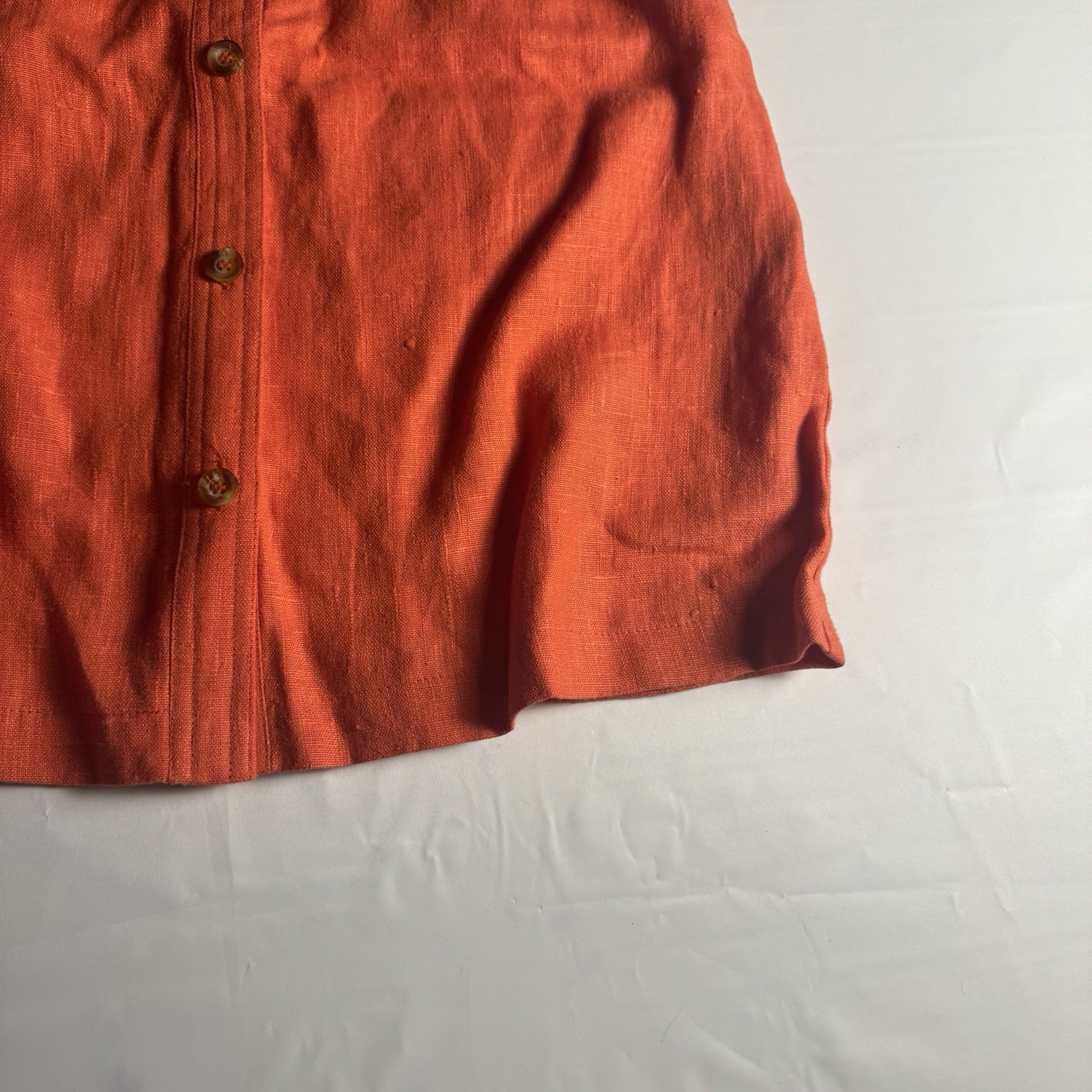NWT Vintage Harve Benard Linen Skirt 8 Orange Button Front A-Line Ukraine