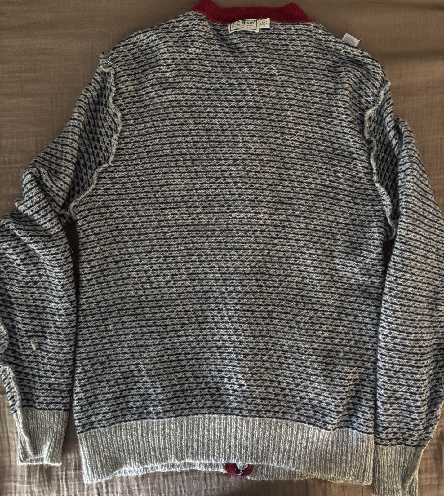Vintage L.L. Bean USA Norwegian Wool Blend Cardigan Sweater (Size XL)