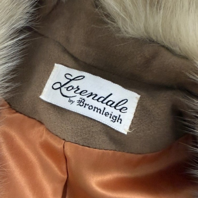 Vintage 60s lorendale by bromleigh union made Tan Longline Coat Faux Fur Collar