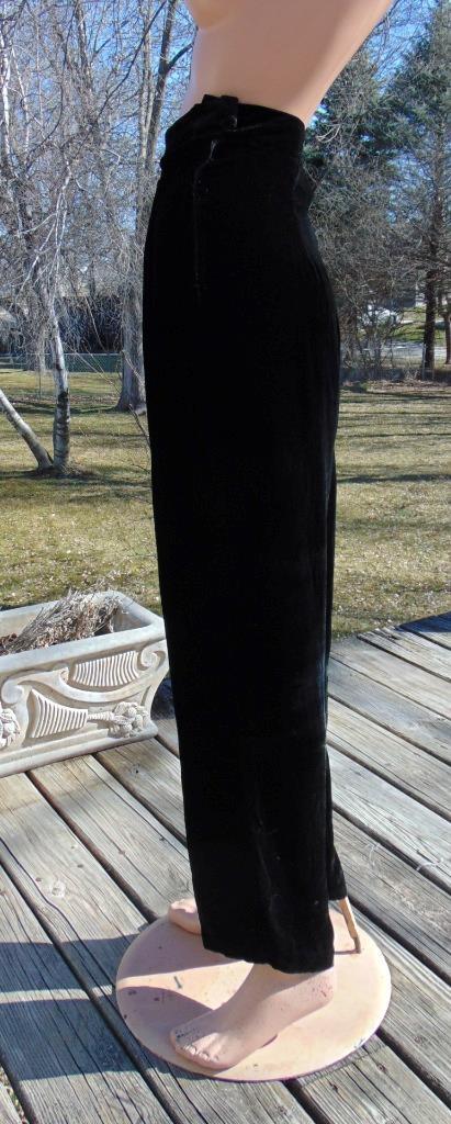 VTG 40s Black Silk Velvet Wide Leg Pants & Sequin Top Sm 26W