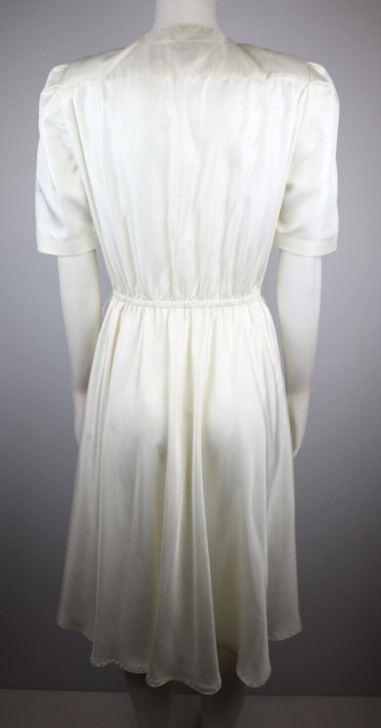 Leslie Fay Vintage Women’s Shirt Dress Size 8P Ivory White Short Sleeve A-Line