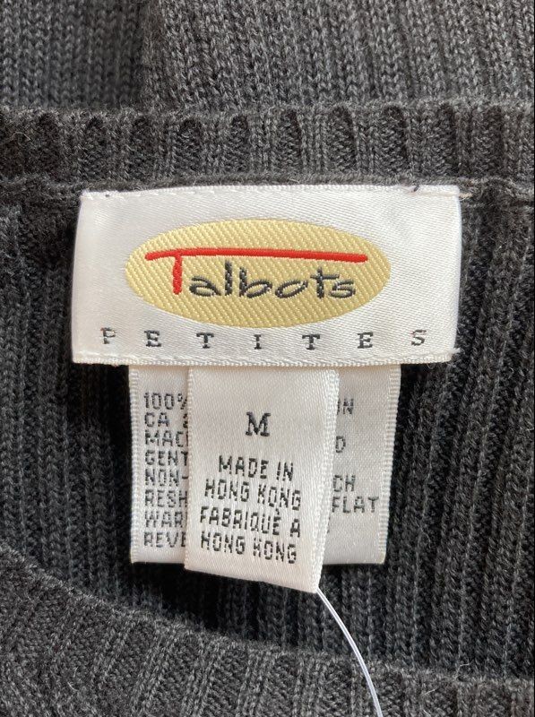Vintage 90s Talbots Petite Women’s Black Ribbed Cotton Knit Sweater NWT Sz PM