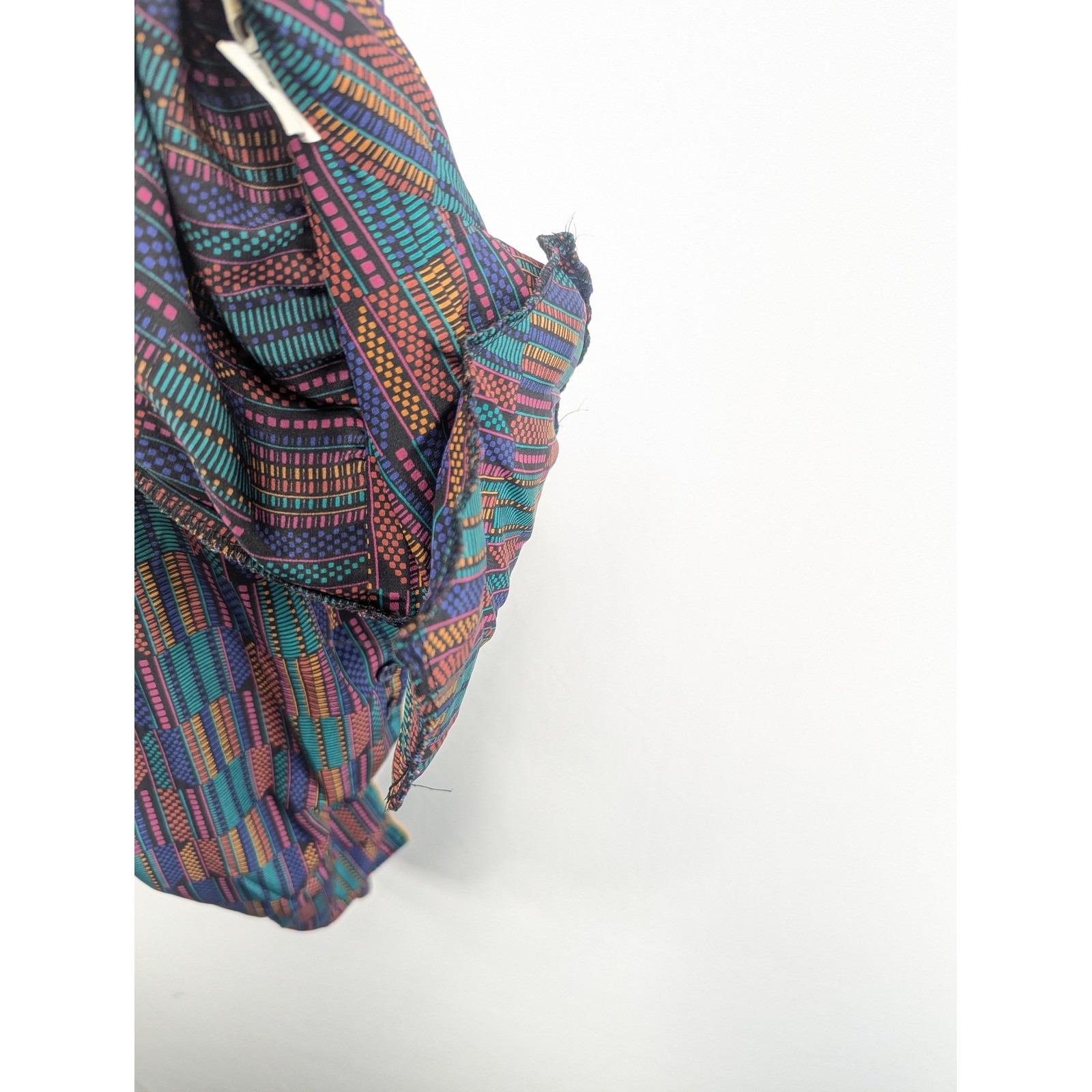 Vintage Jaymee Papell Geometric Print Blouse Mandarin Collar Button Up Size 6