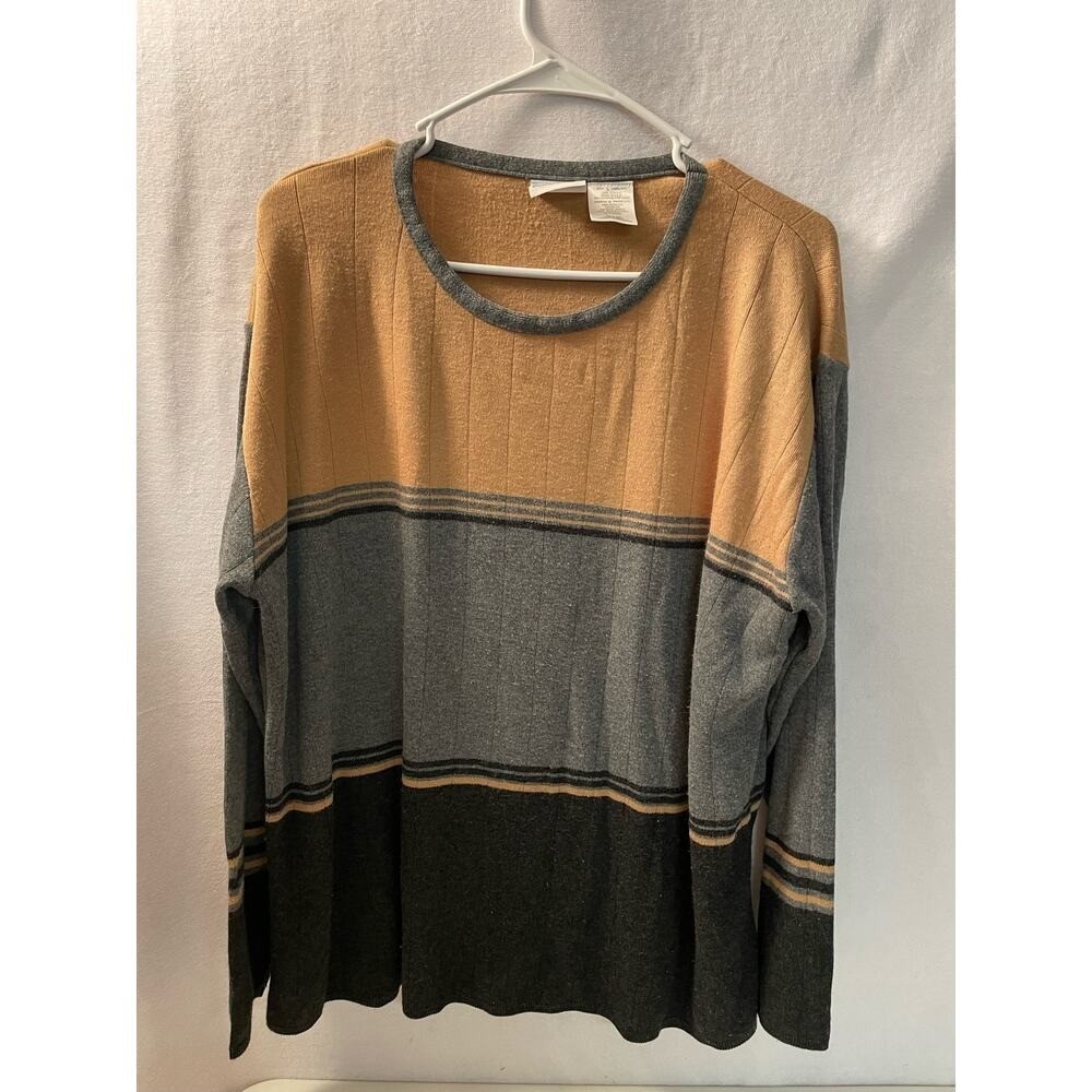 Bobbie Brooks missy sweater tan gray long sleeve 12/14 large vintage