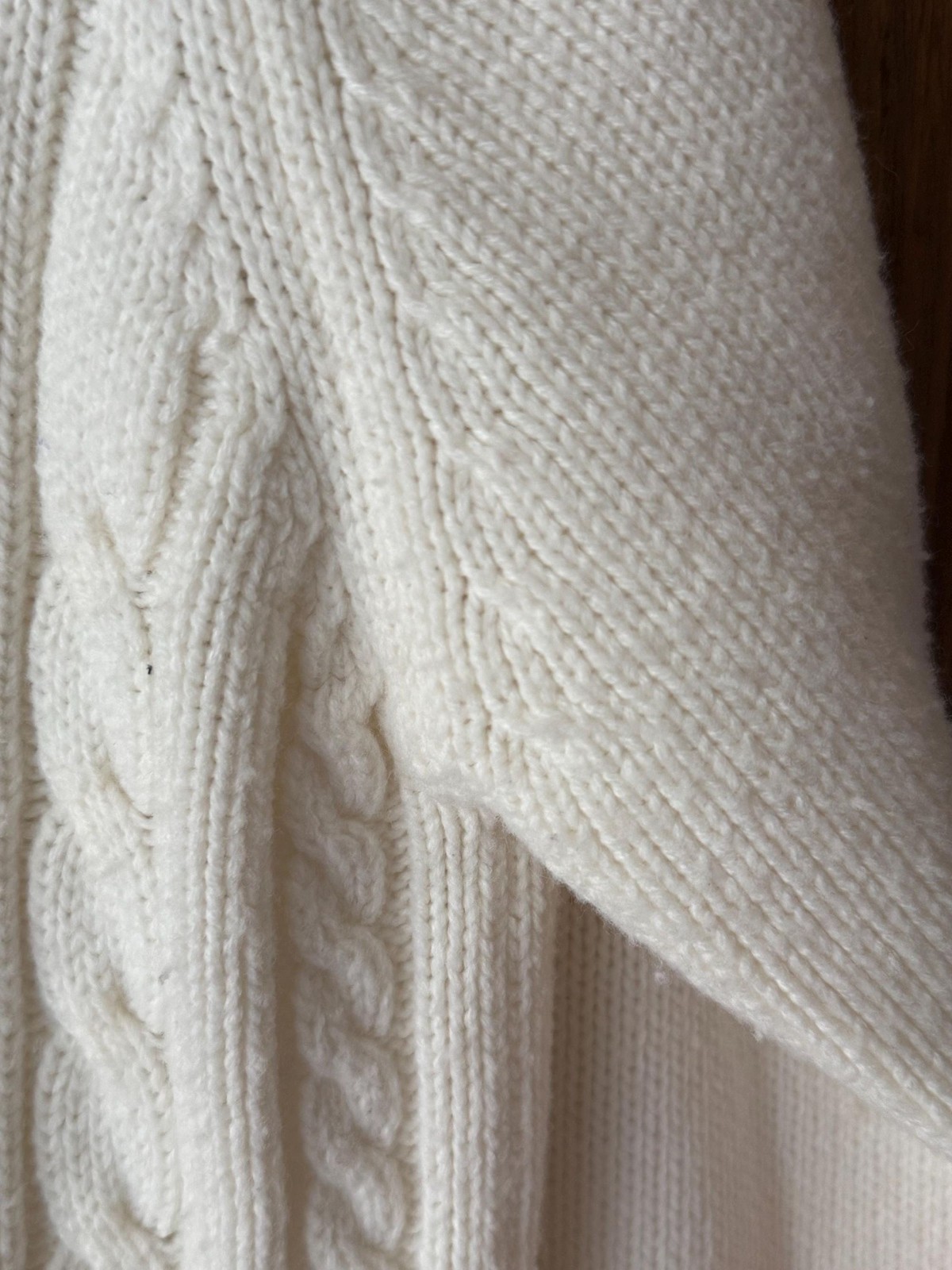 Vintage 90s Classic Elements Ivory Cable Knit Cardigan Sweater Size Large
