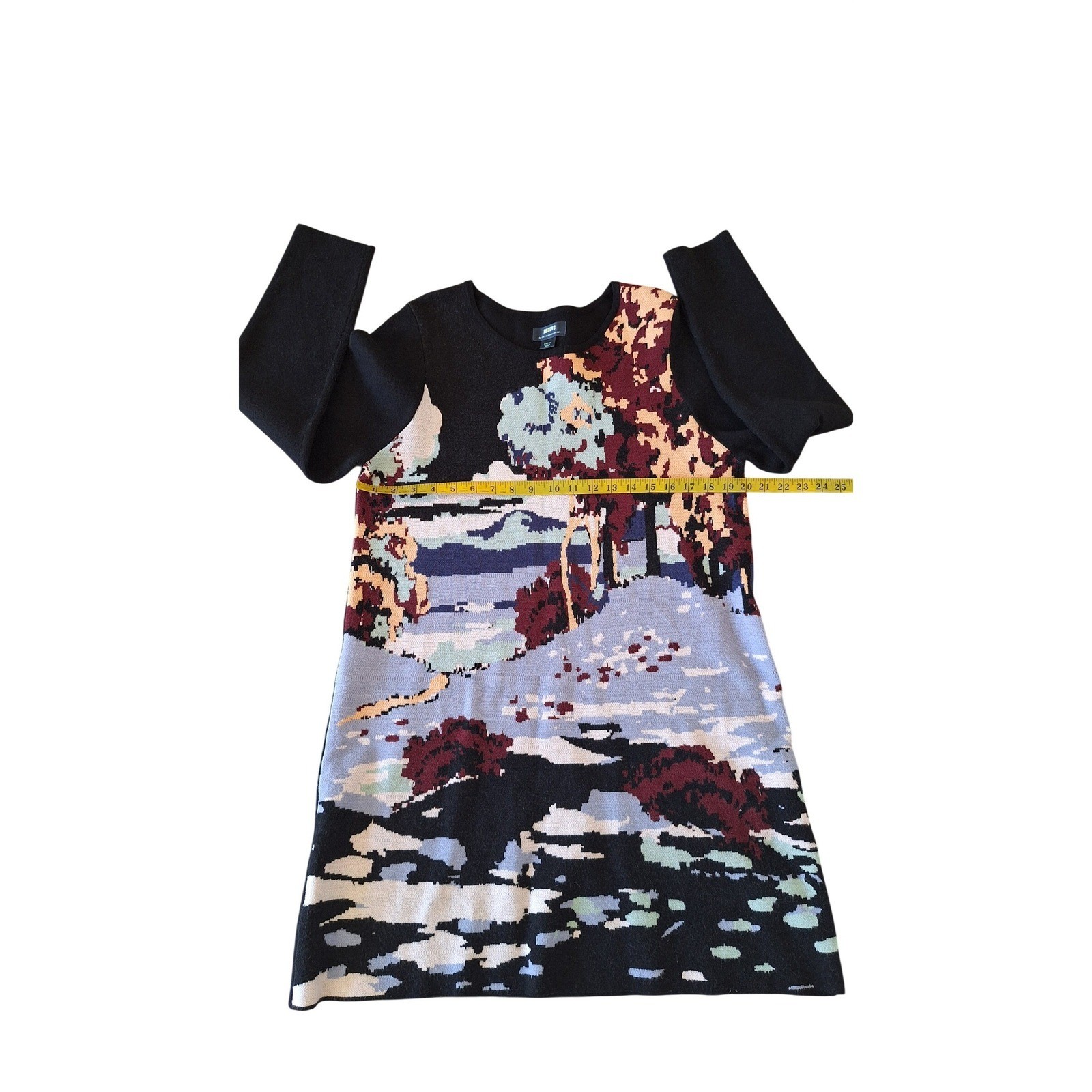 Anthropologie Maeve Scenic Mini Sweater Dress Size L Knit Bohemian Mini
