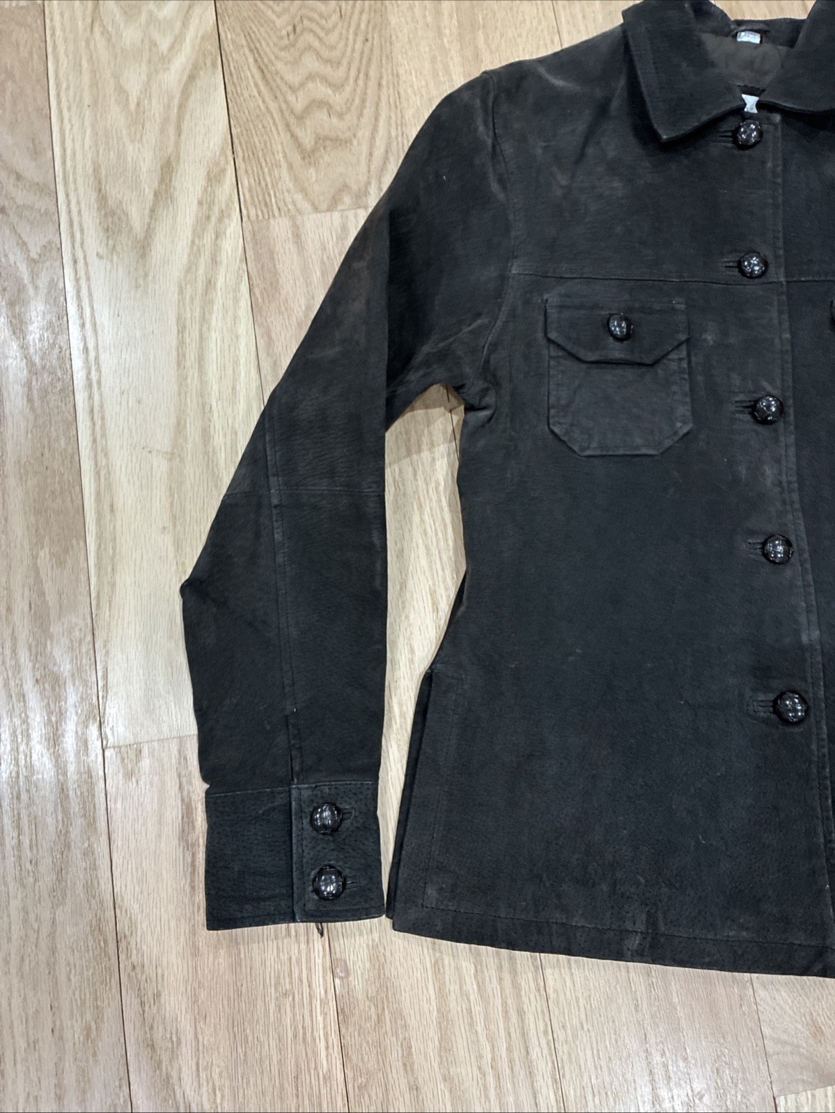 XOXO 90s Vintage Suede Jacket Women M Brown Button Front Lined Retro Grunge Wear