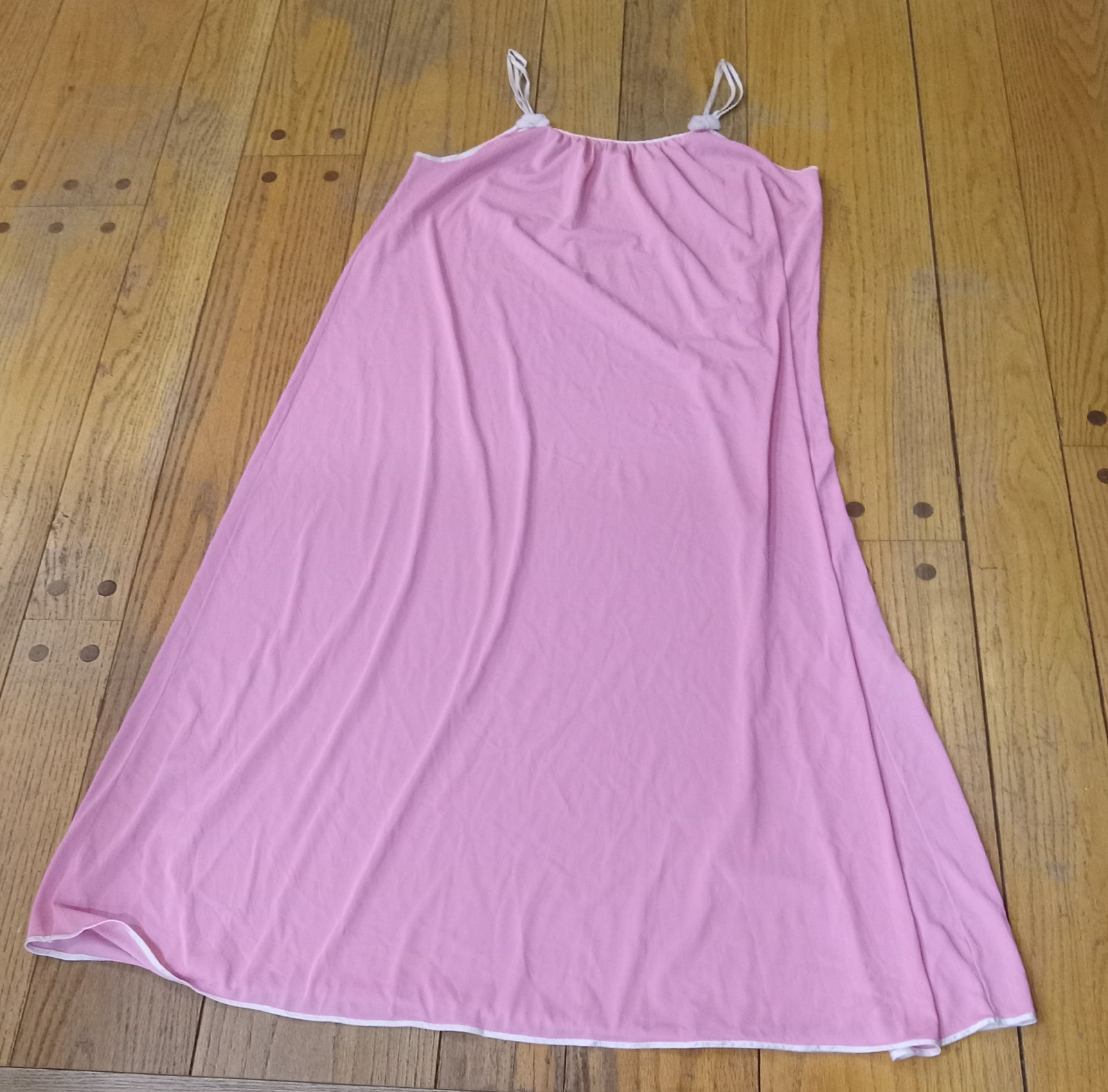 Vtg 60s 100% Pink Nylon Peignoir Nighty & Robe Set Floral Snap Covers Sz M USA