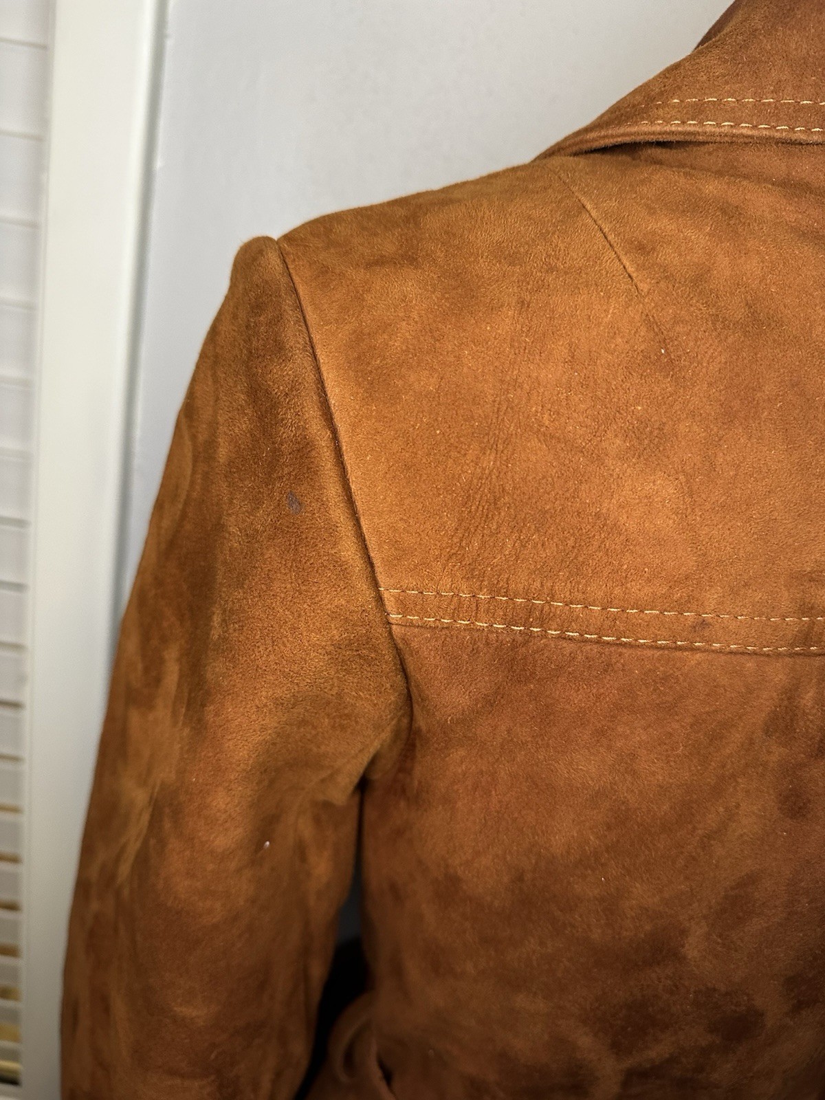 New England Sportswear Company Suede Leather Mahogany Belted Coat Women’s Size 8
