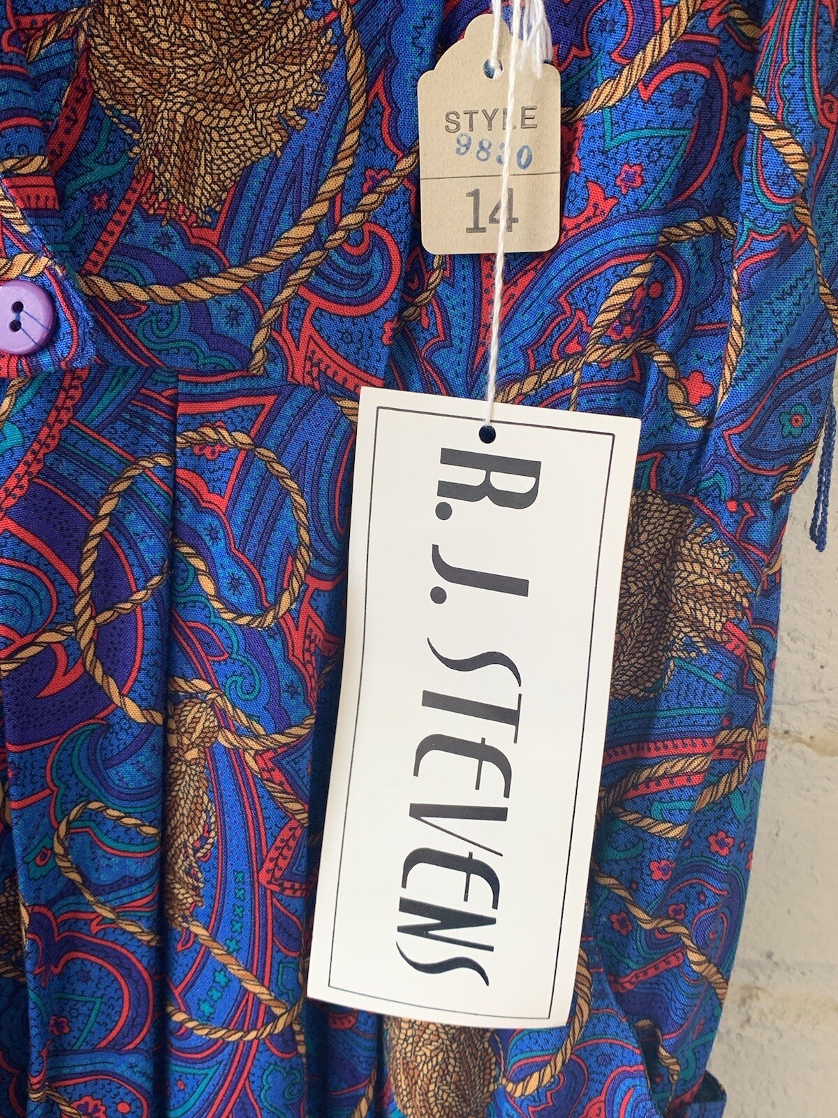 Vtg 80s Baroque Abstract Dynasty RJ Stevens paisley Dress Women’s Size 14 NWT