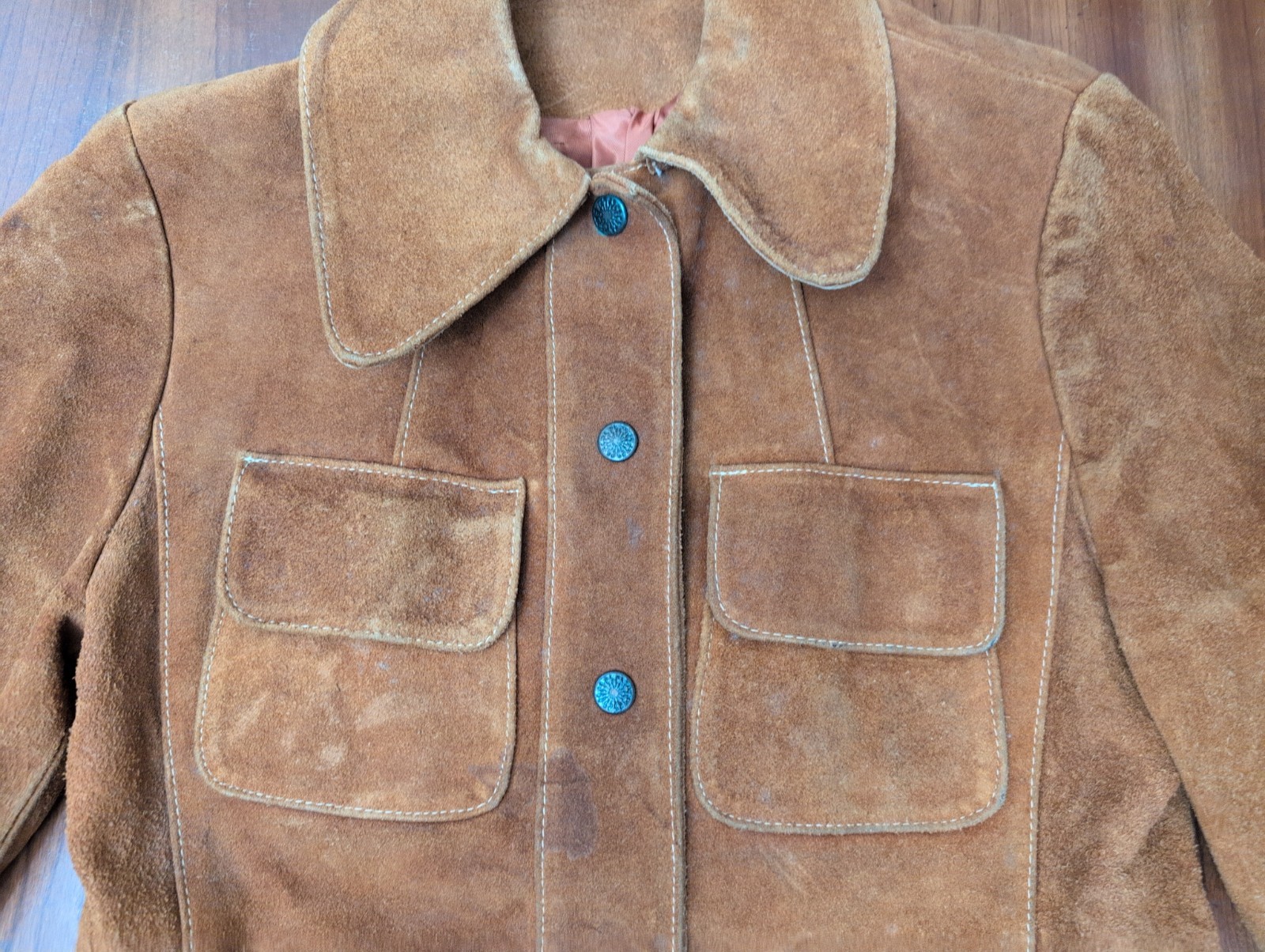 Vintage Tan Suede Hippy Boho Western Gothic Belted Safari Jacket 70s Women S