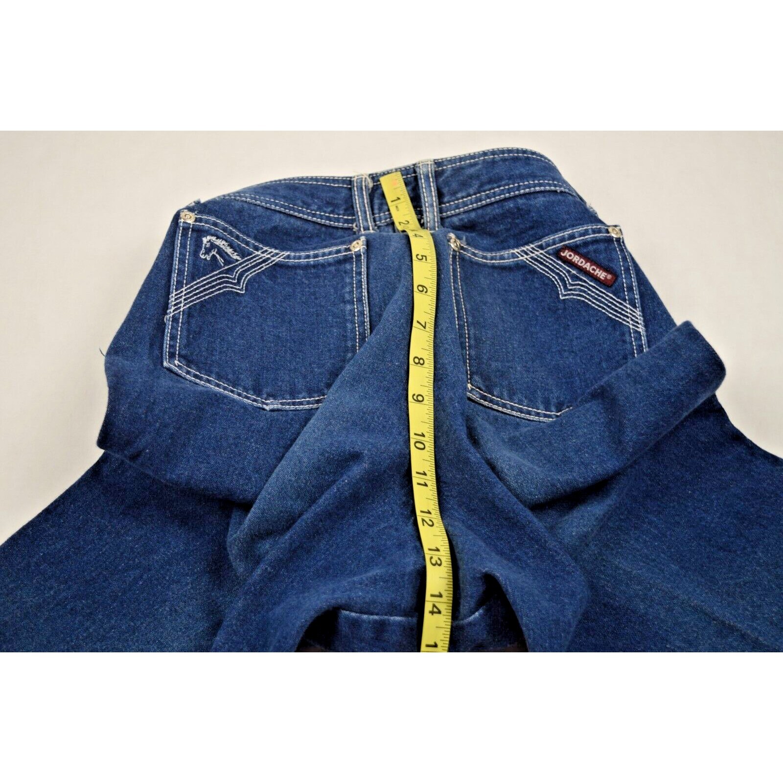 Vintage Jordache Jeans Size 28X28 80s Blue White Stitch High Rise Straight Leg
