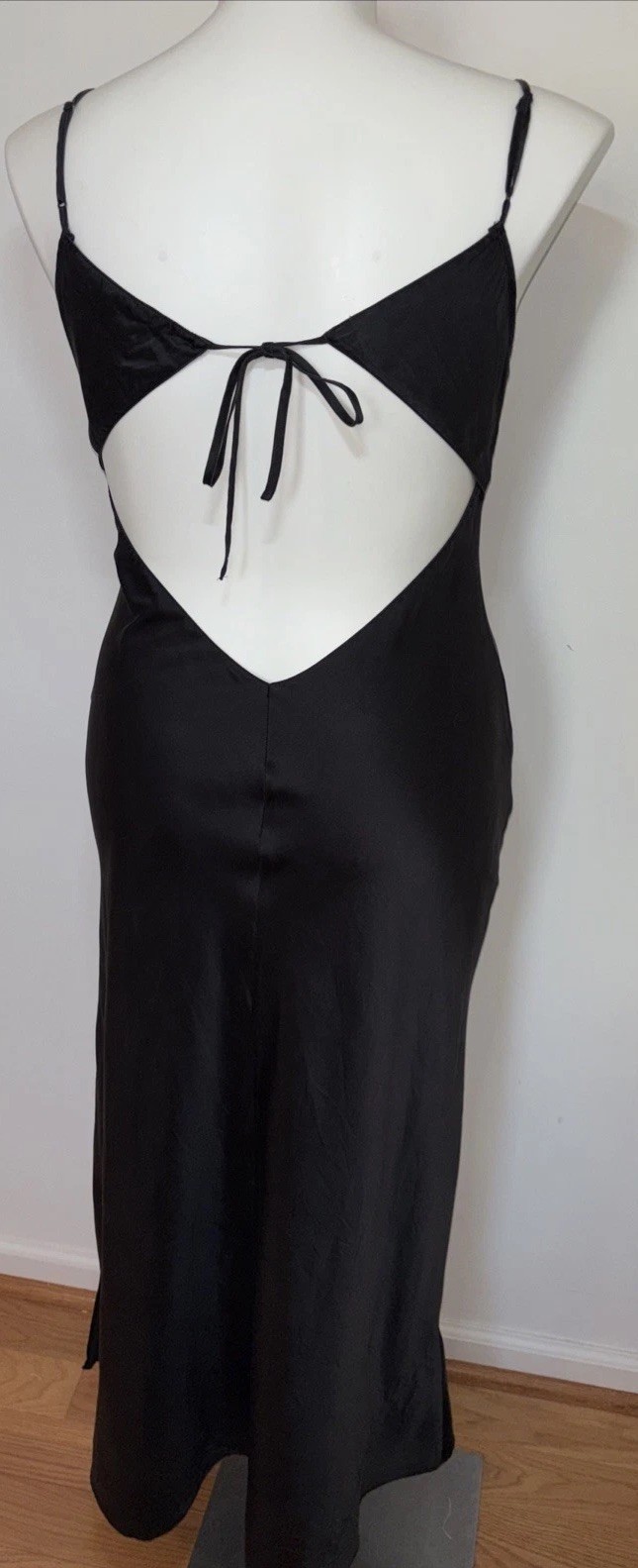 Victoria’s Secret Vintage Y2K Black 100% Silk Open Back Slip Dress Maxi Gown L