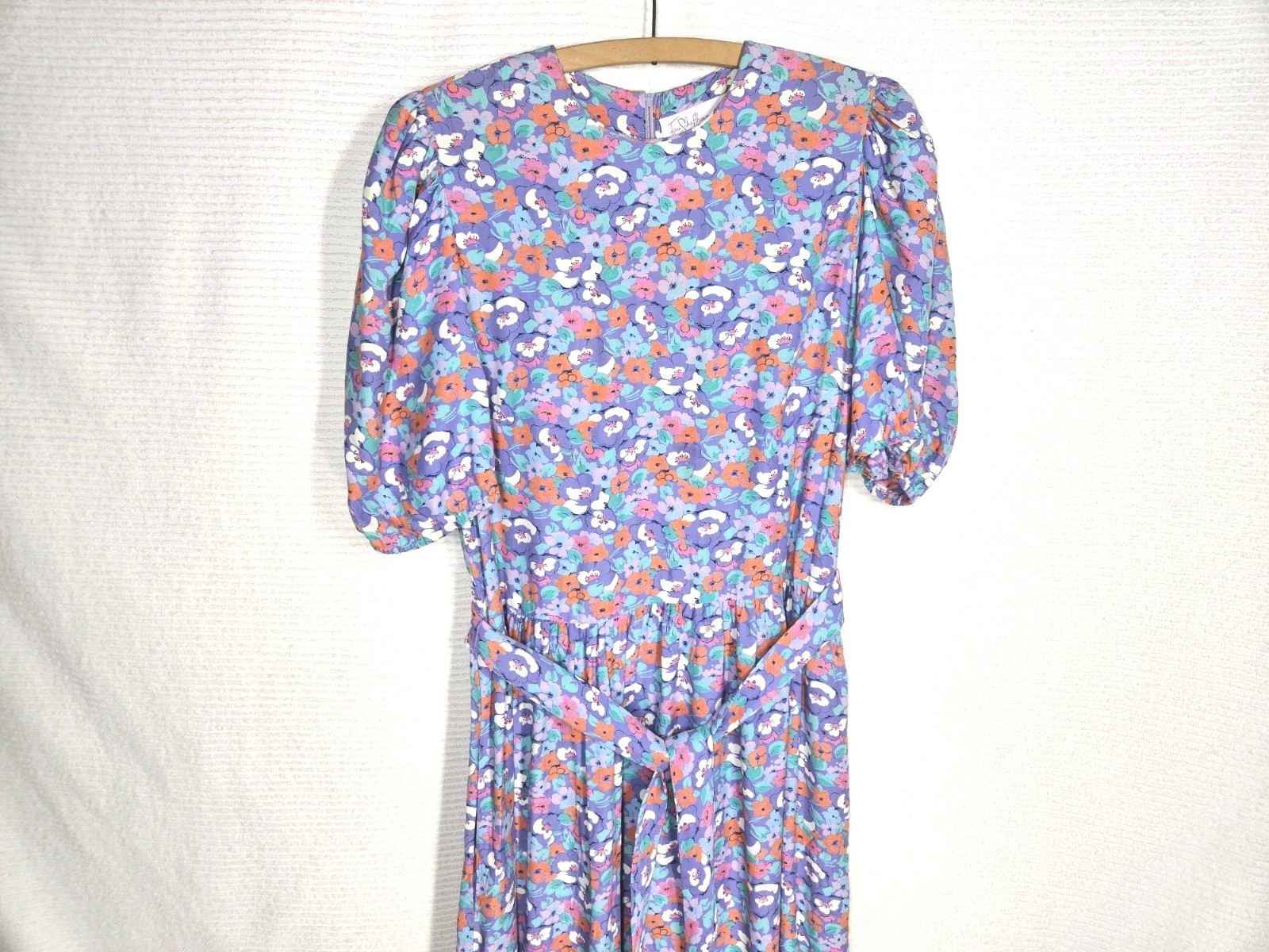 Vintage 1990s Pastel Dress wBelt Belle France Rayon 12 Large Jane Schaffhausen