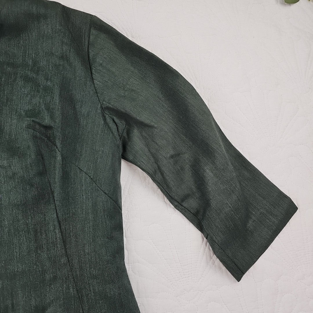 VTG 70’s Miss Donna Green Dress Size 8 3/4 Sleeve Button Front