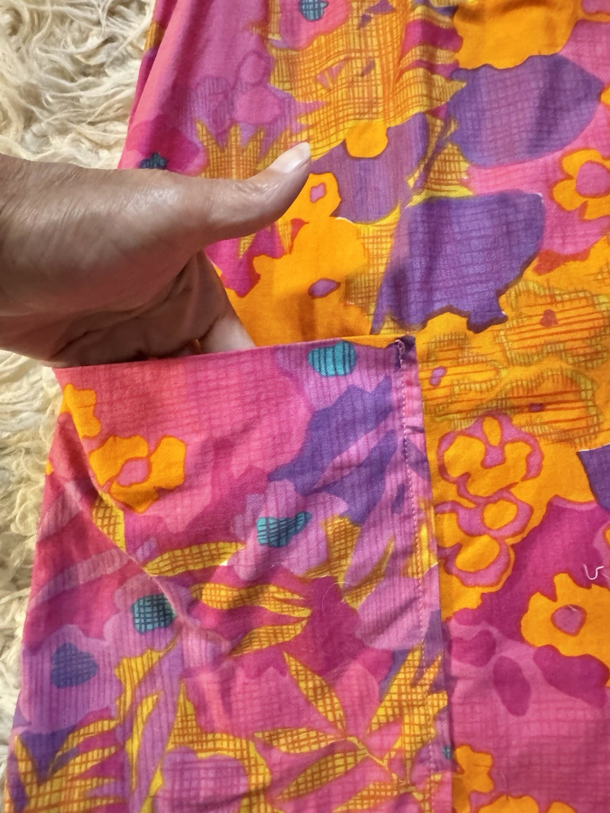 Vtg Sun Fashions Hawaii Honolulu A Line Mini Dress Pockets 60s Psychadelic Mod